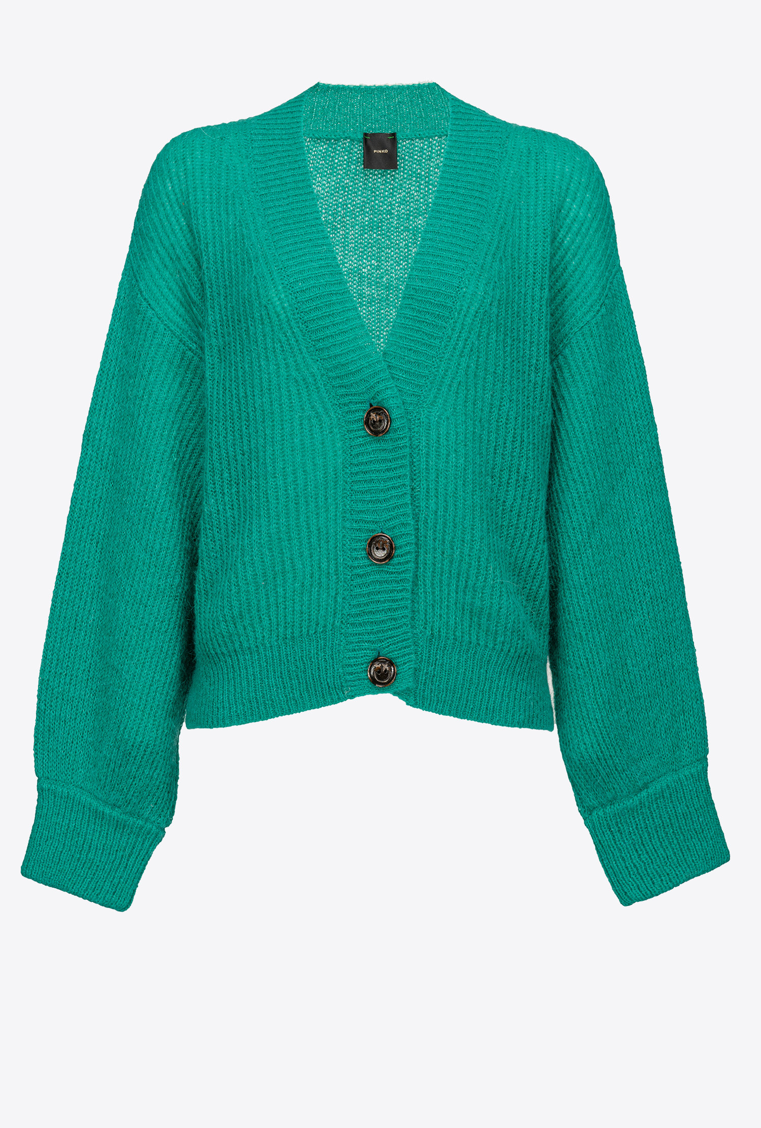 Cropped rib-knit cardigan
