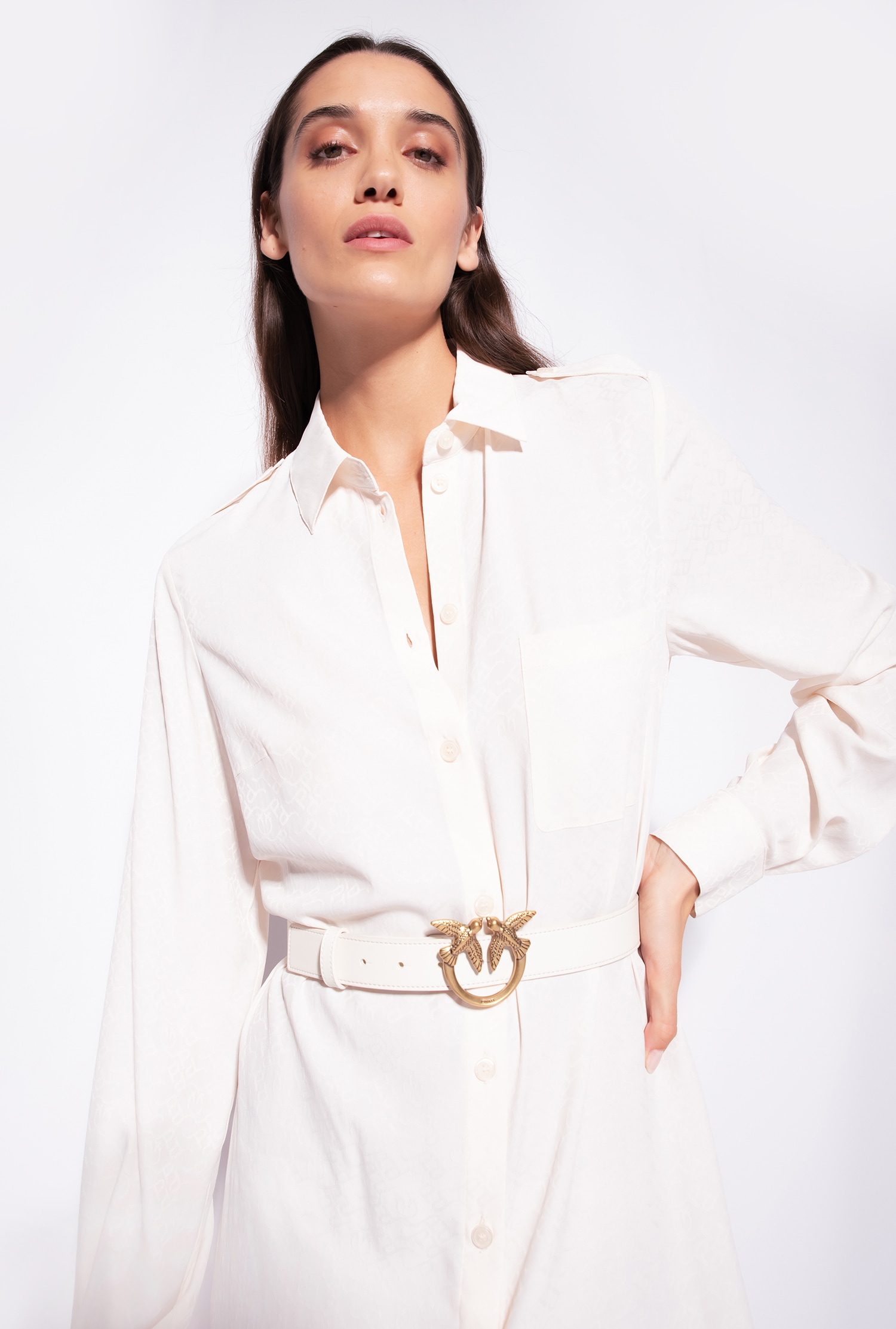 Jacquard shirt dress with logo print