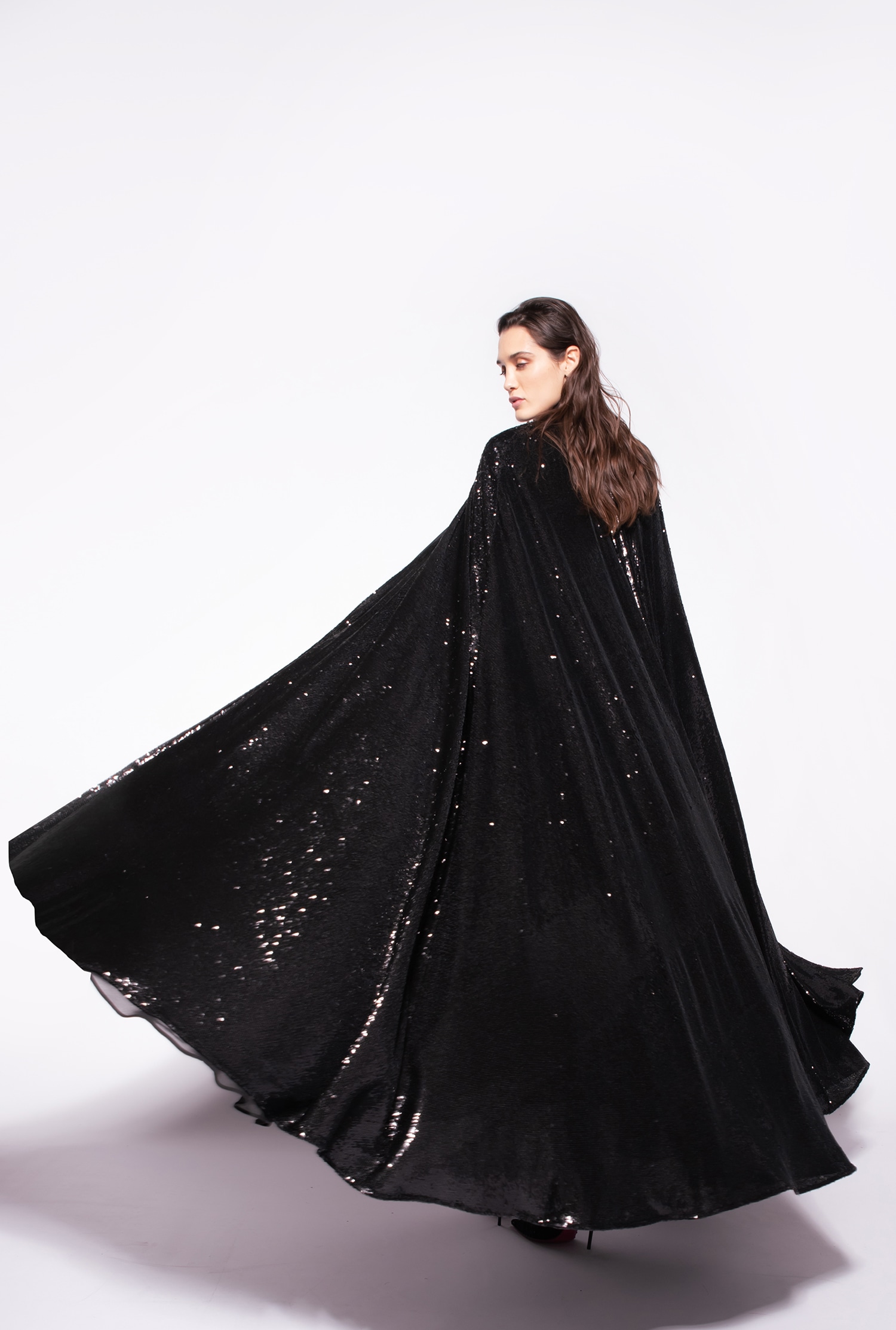 Long cape with sequins all over
