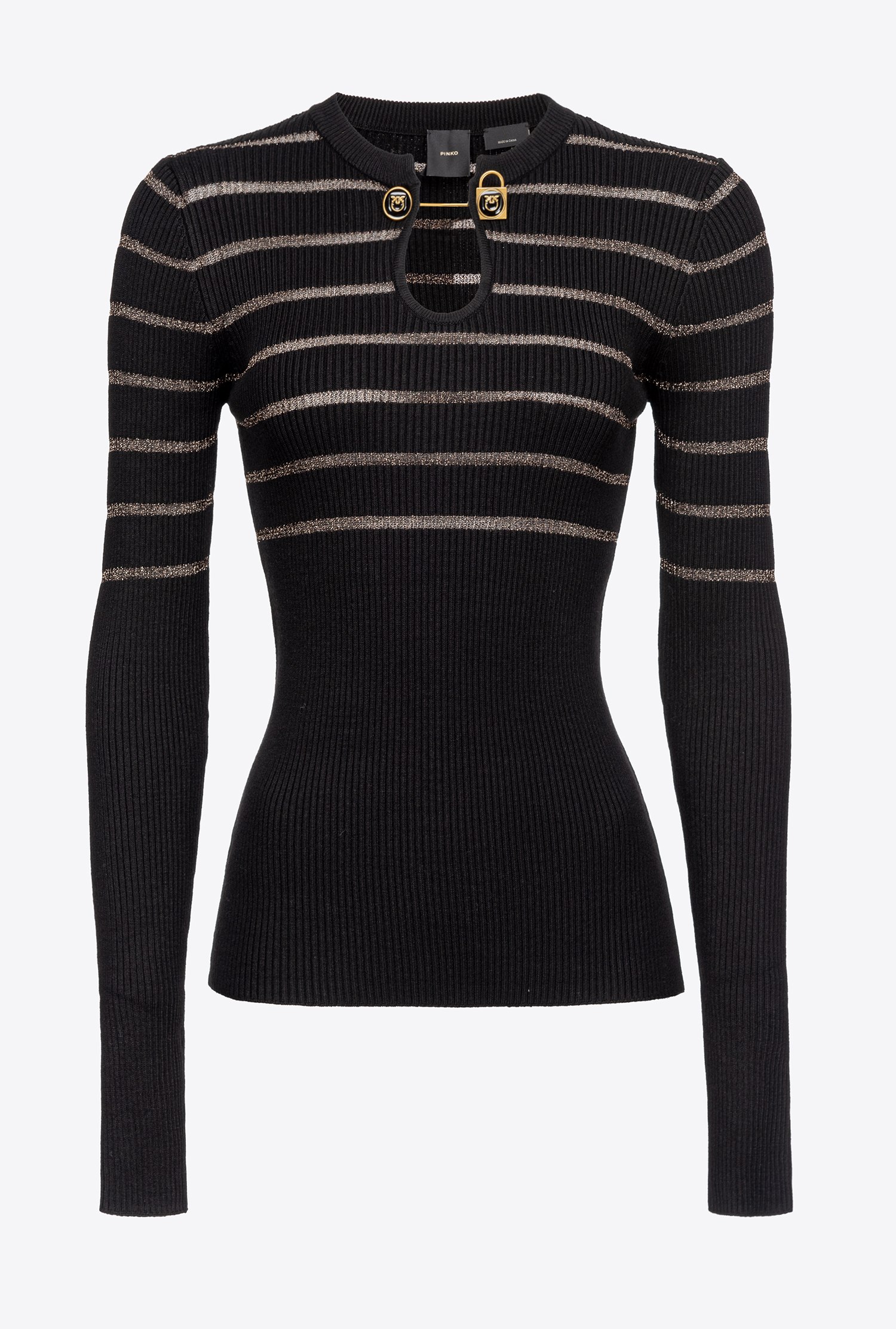 Long-sleeved lurex striped sweater
