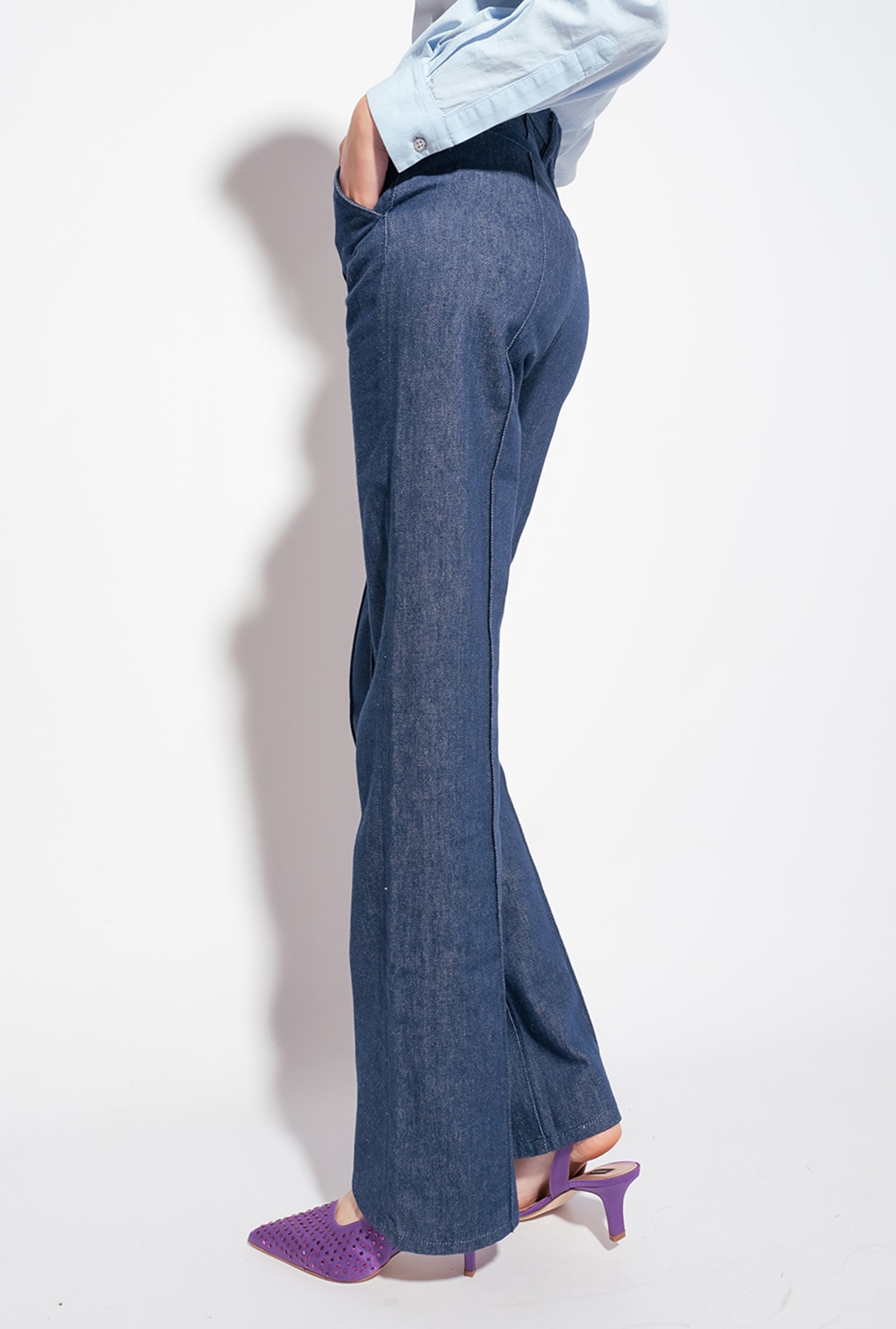 Flared flat-wash denim jeans