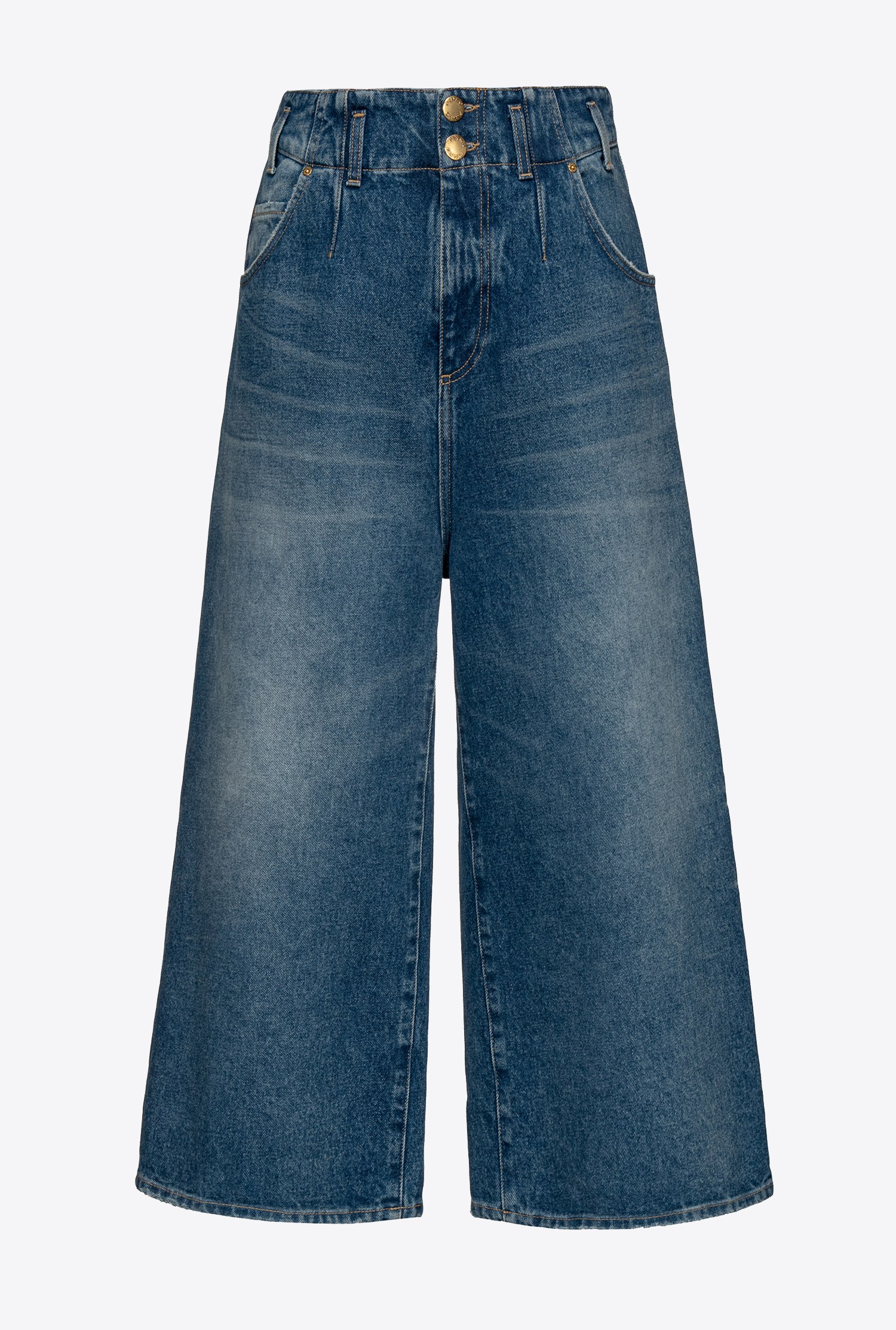 Cropped wide-leg jeans in authentic denim