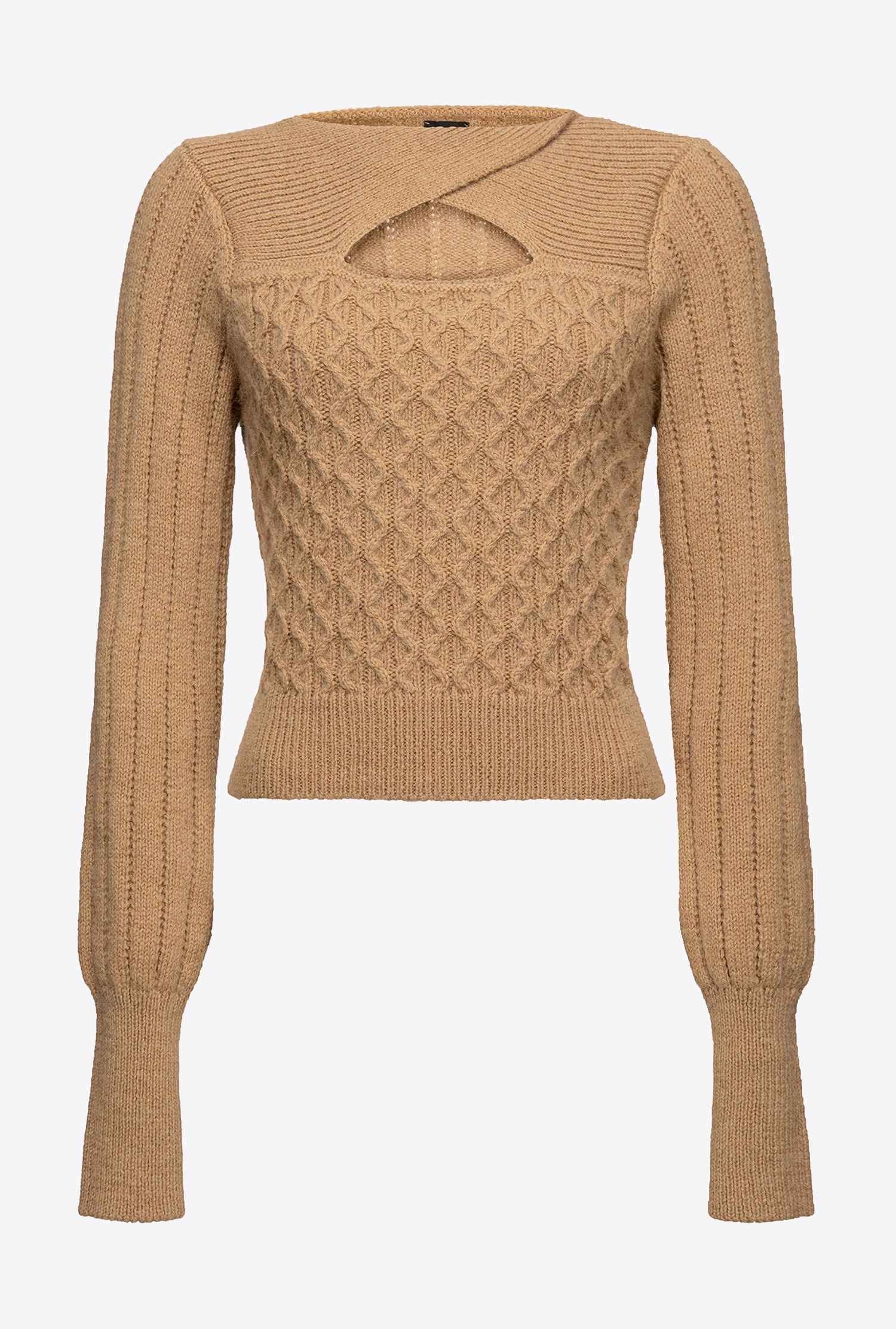 Mixed-knit pullover with cut-out detailing
