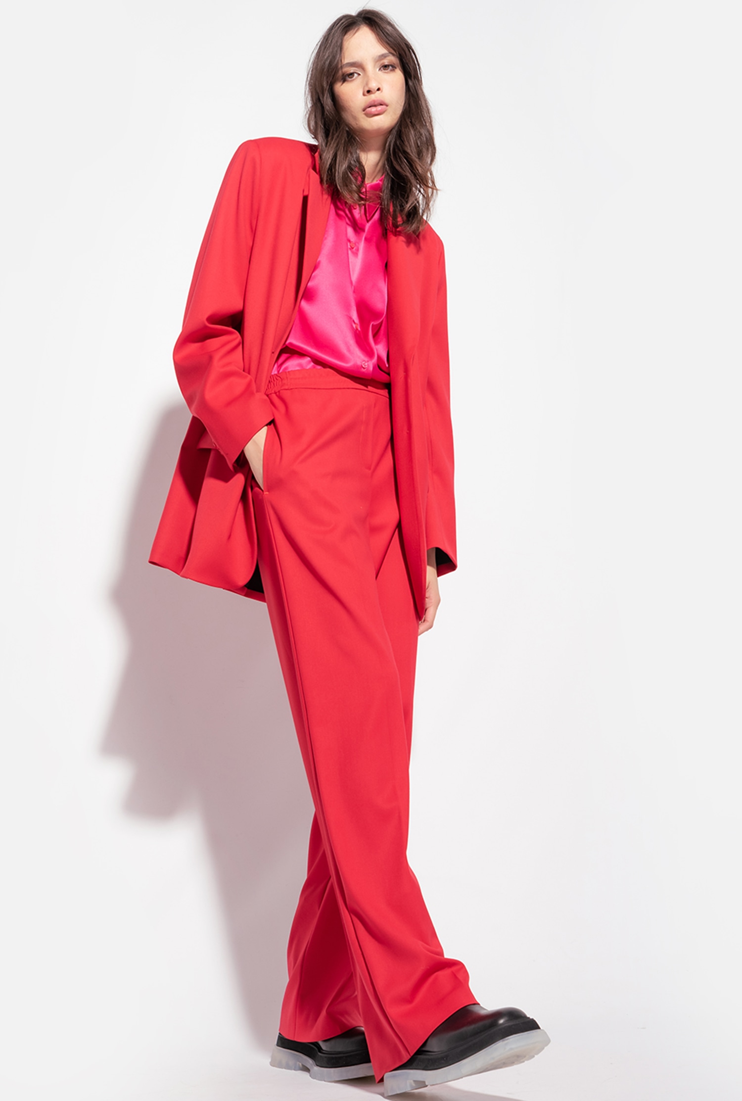 Wide-leg trousers with elastic waist