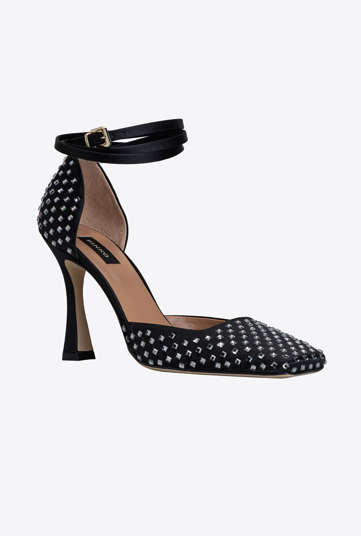 Heeled shoes with rhinestones