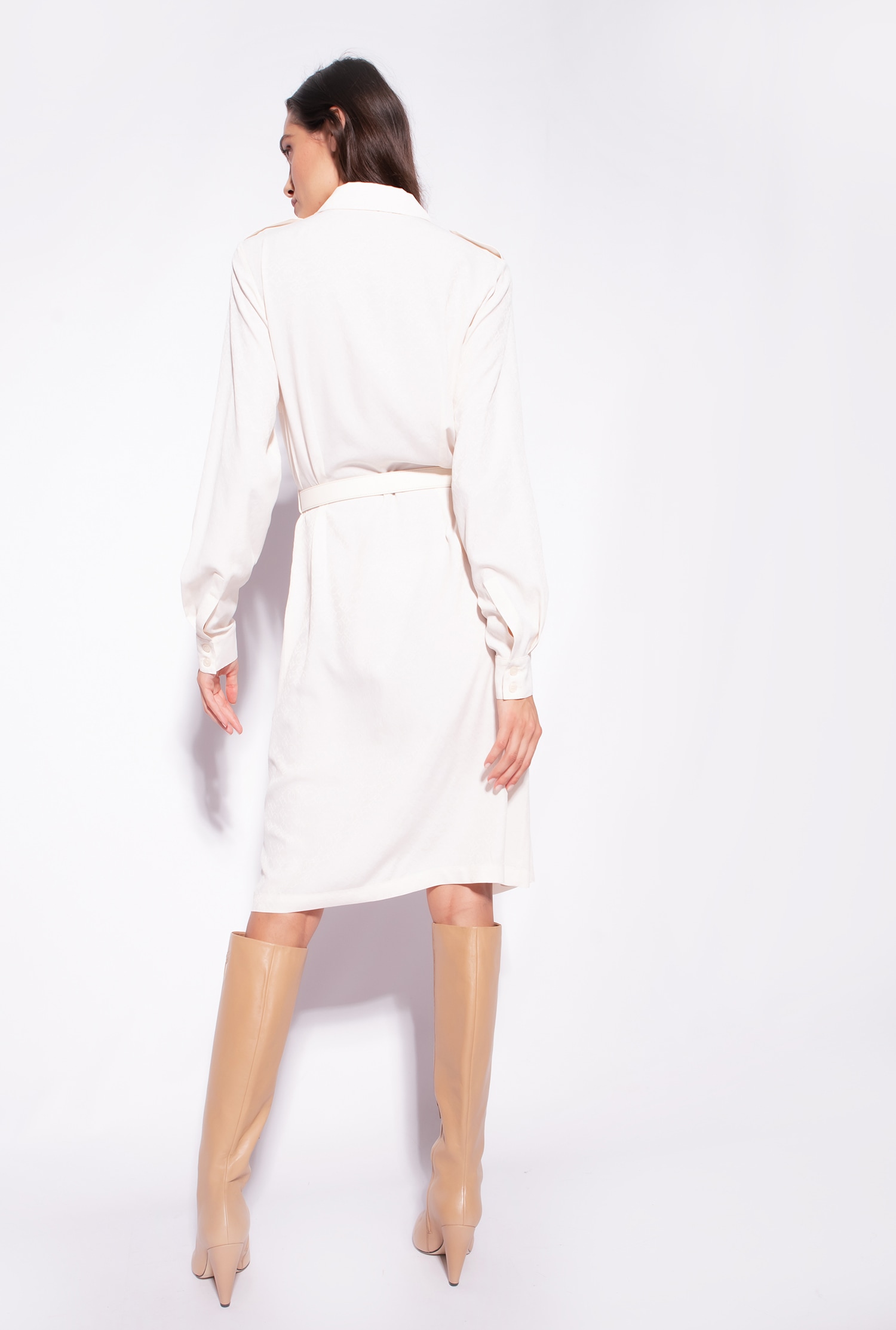 Jacquard shirt dress with logo print