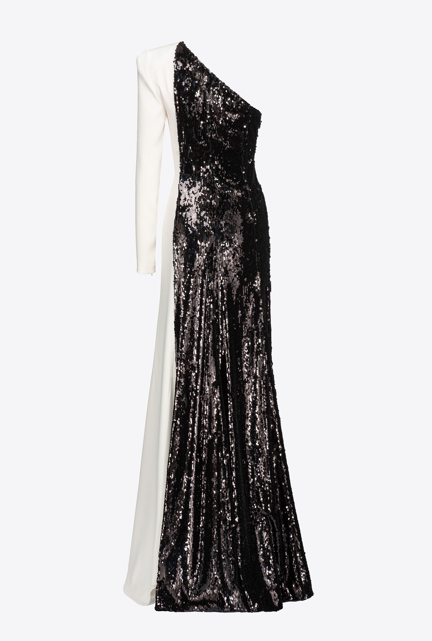 Long one-shoulder dress with sequins