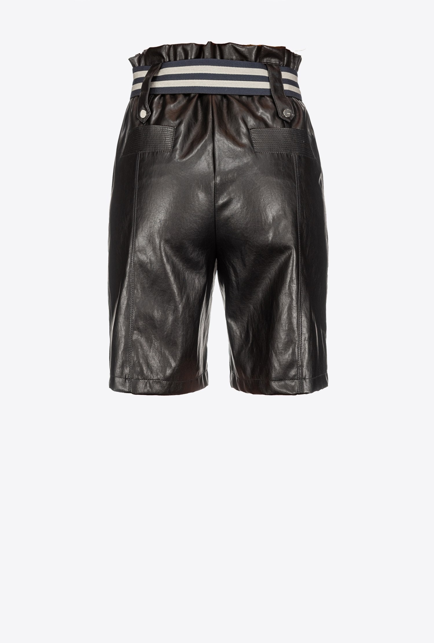 Leather-effect Bermuda shorts with striped belt