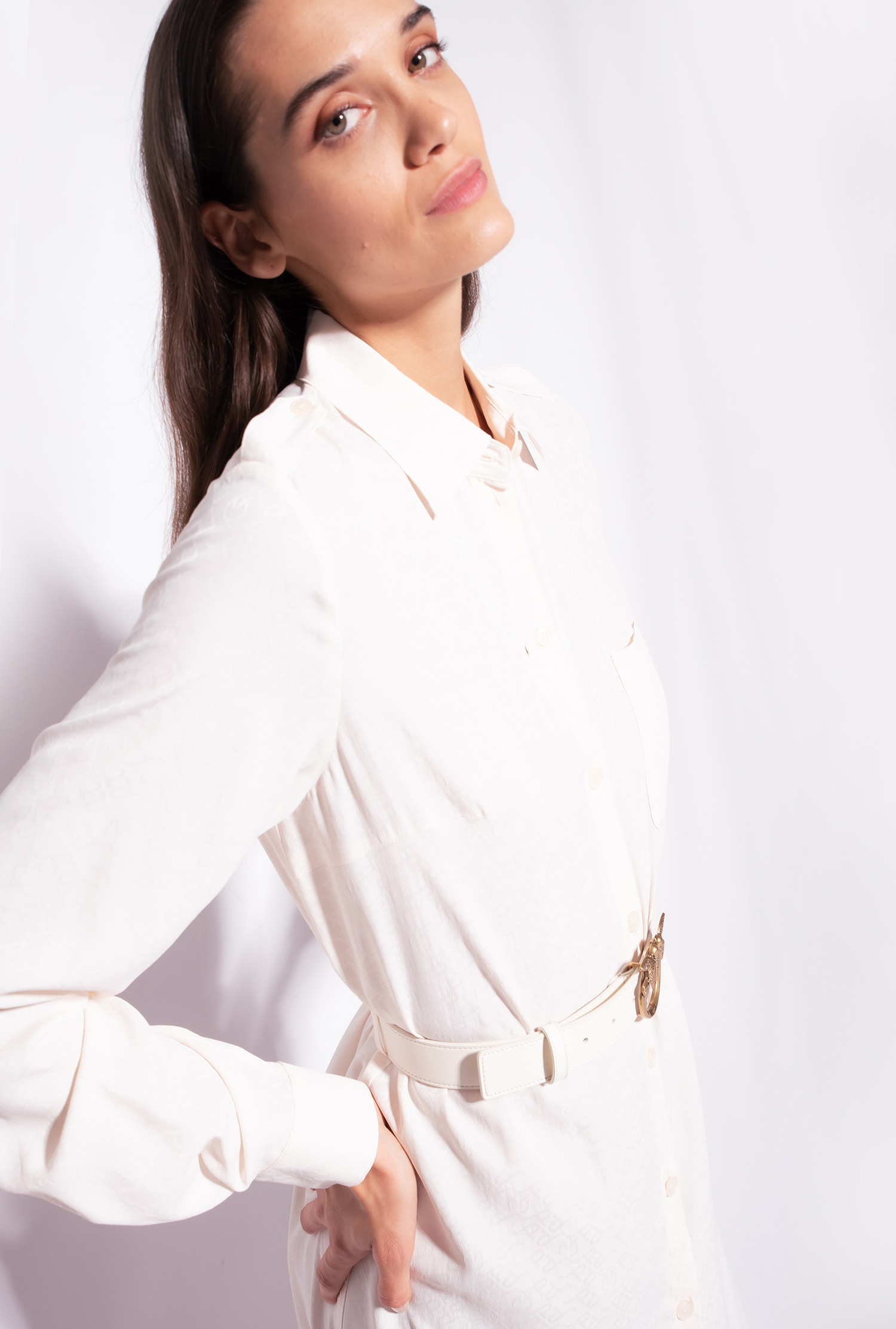 Jacquard shirt dress with logo print