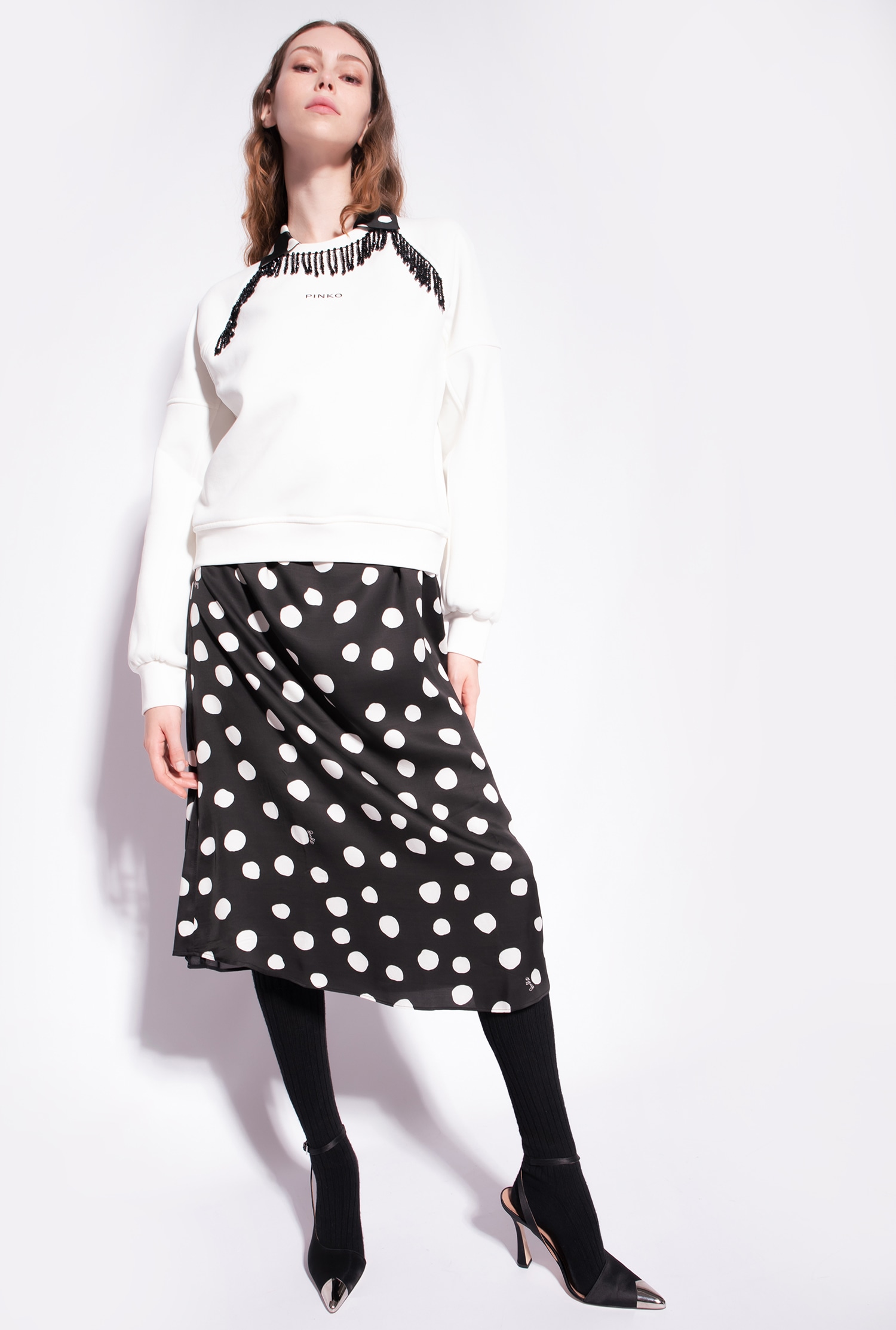 Sweatshirt with shiny fringing