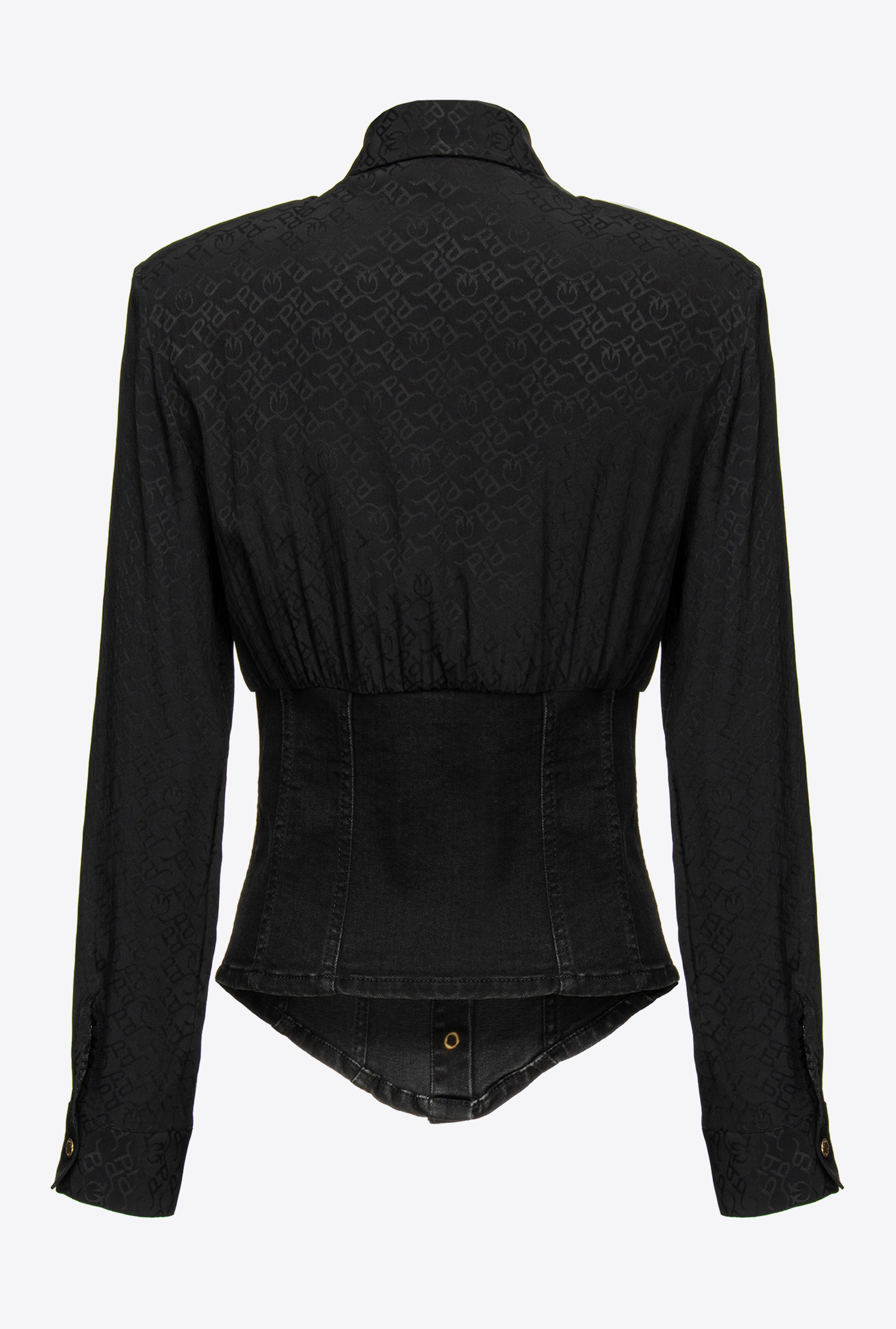 Denim and jacquard shirt