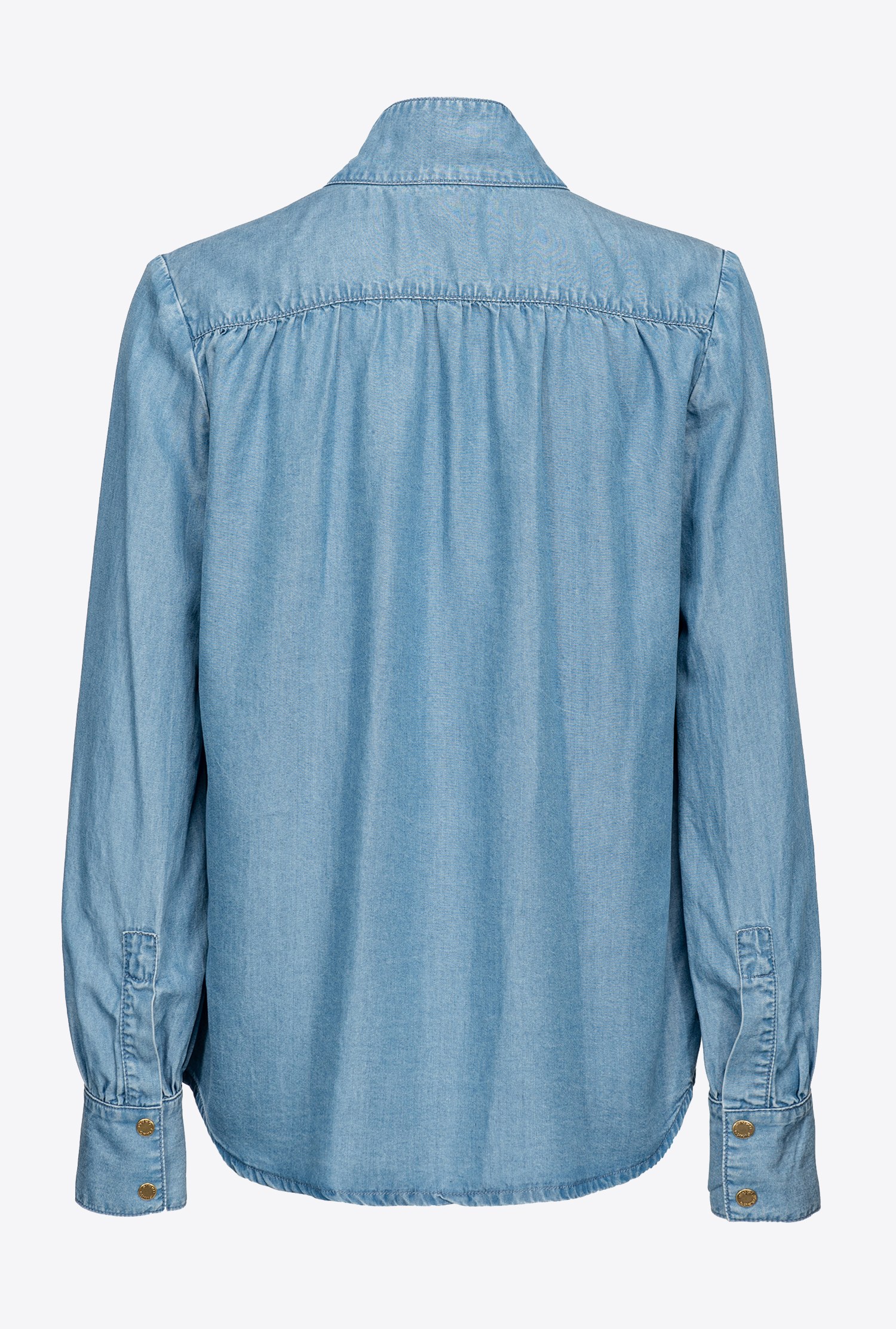 Light denim pussy-bow shirt