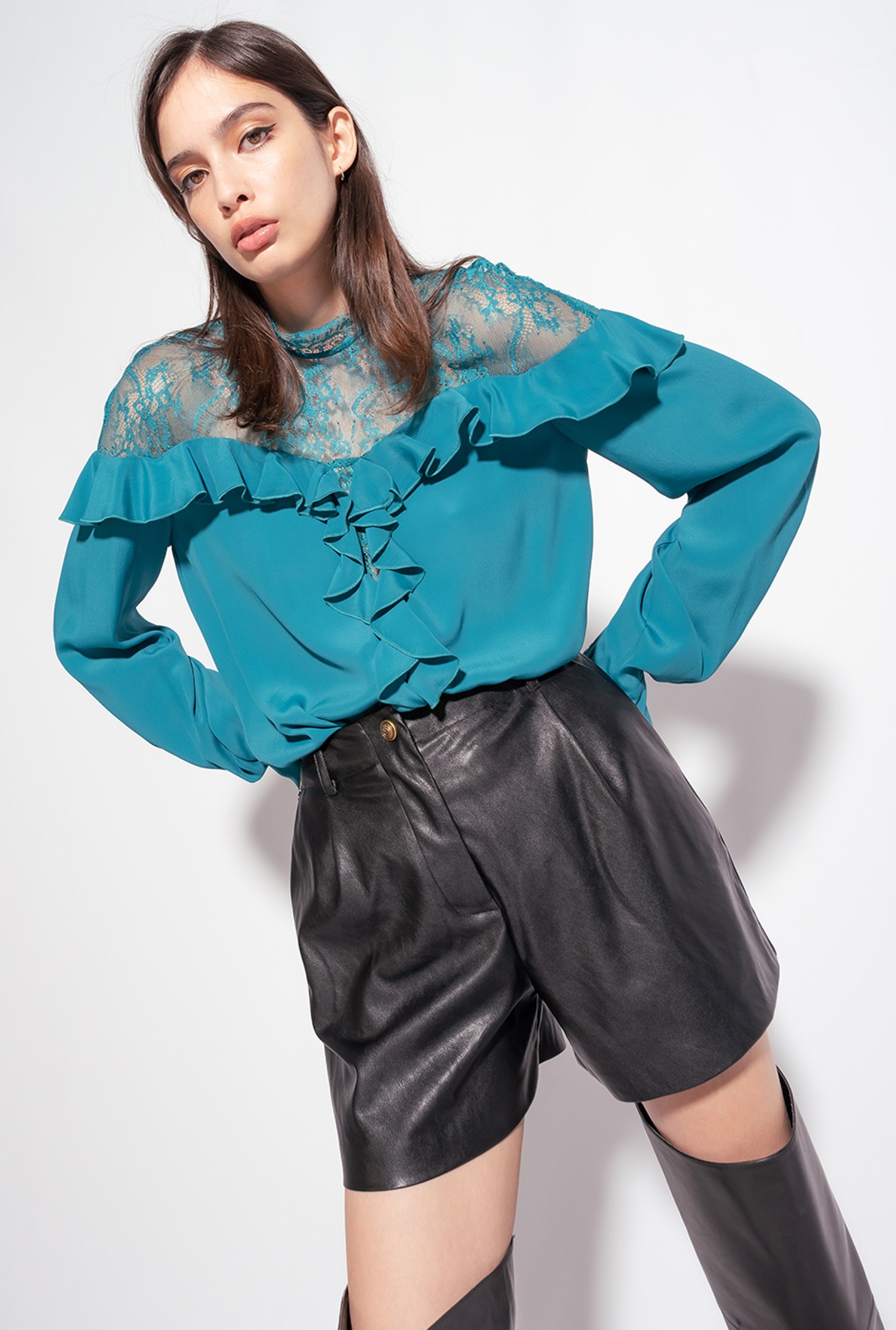 Leather-effect shorts