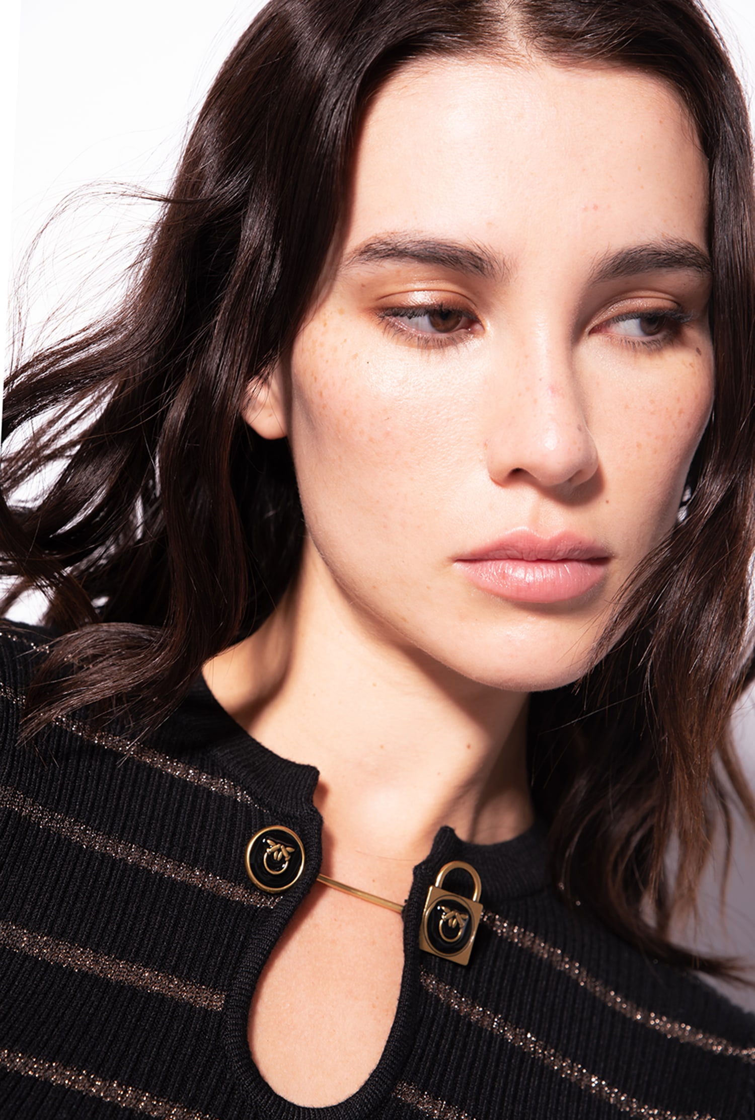 Long-sleeved lurex striped sweater