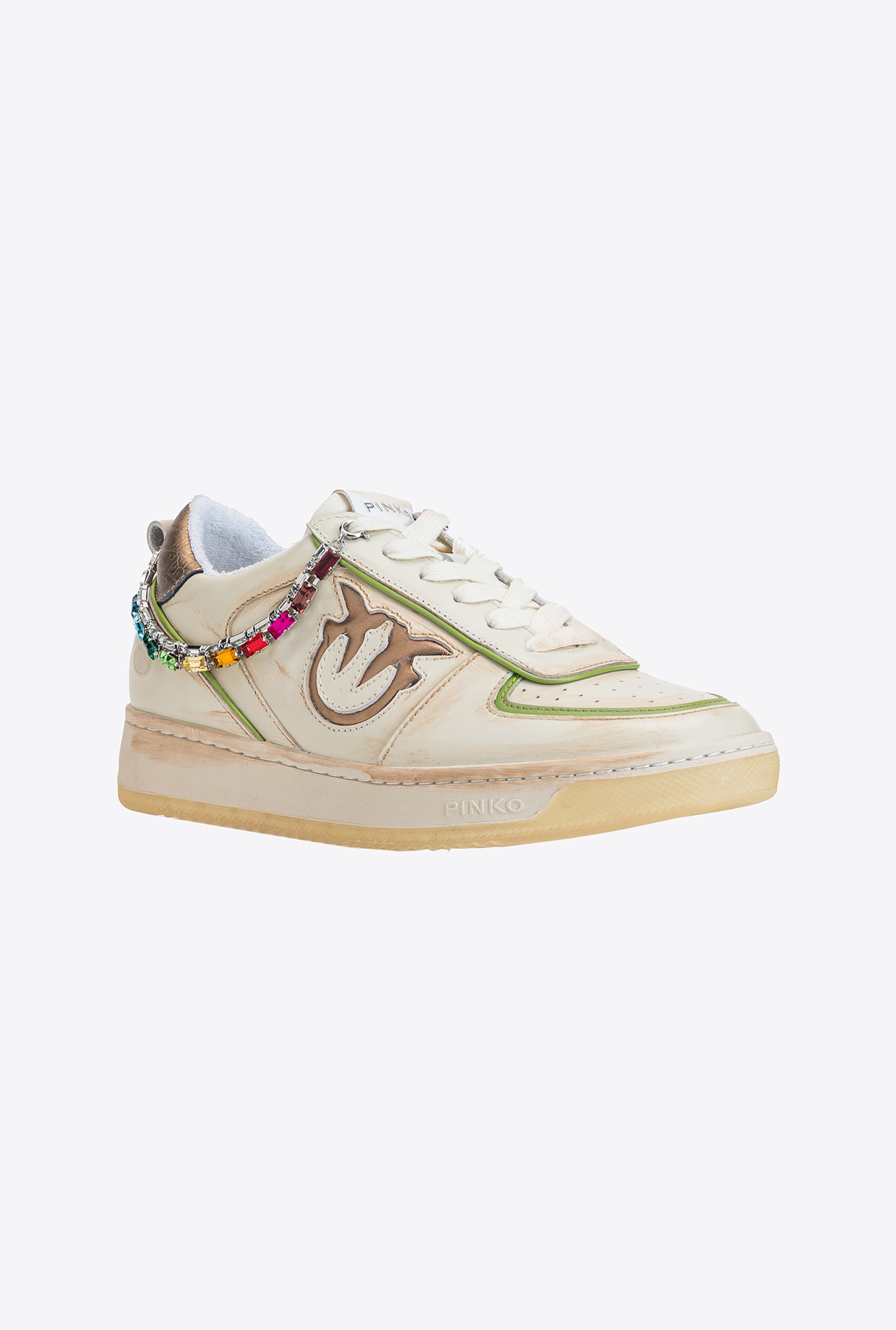 Flat sneakers with jewel detail