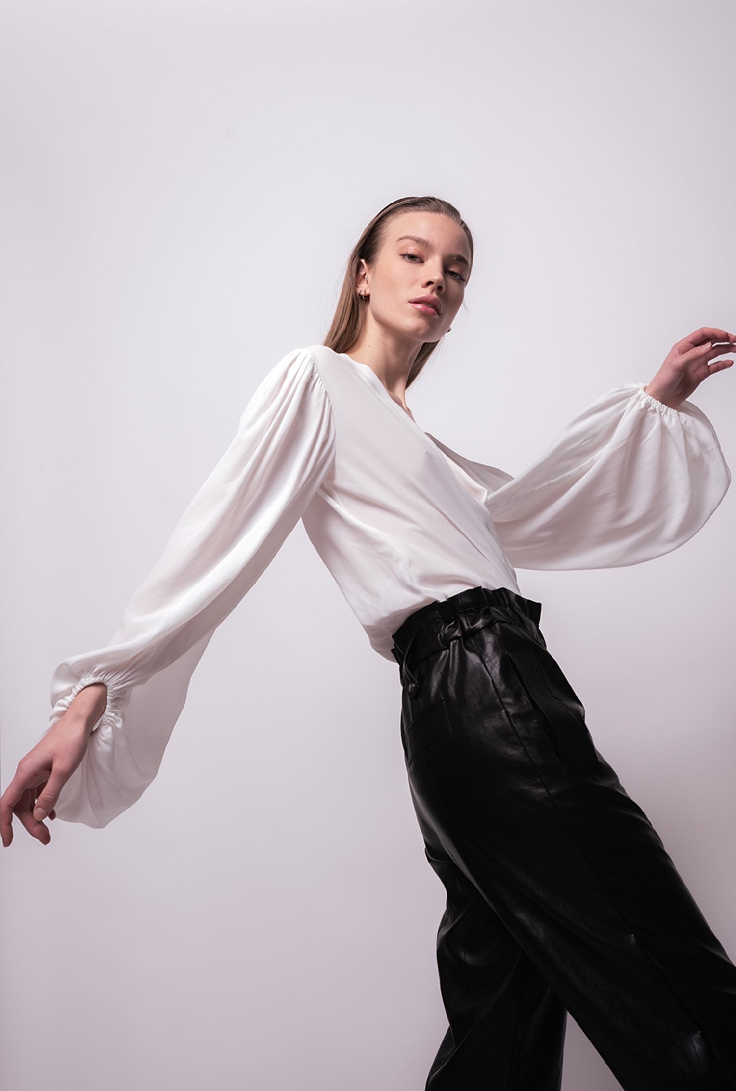 Silk-blend wrap-front bodysuit