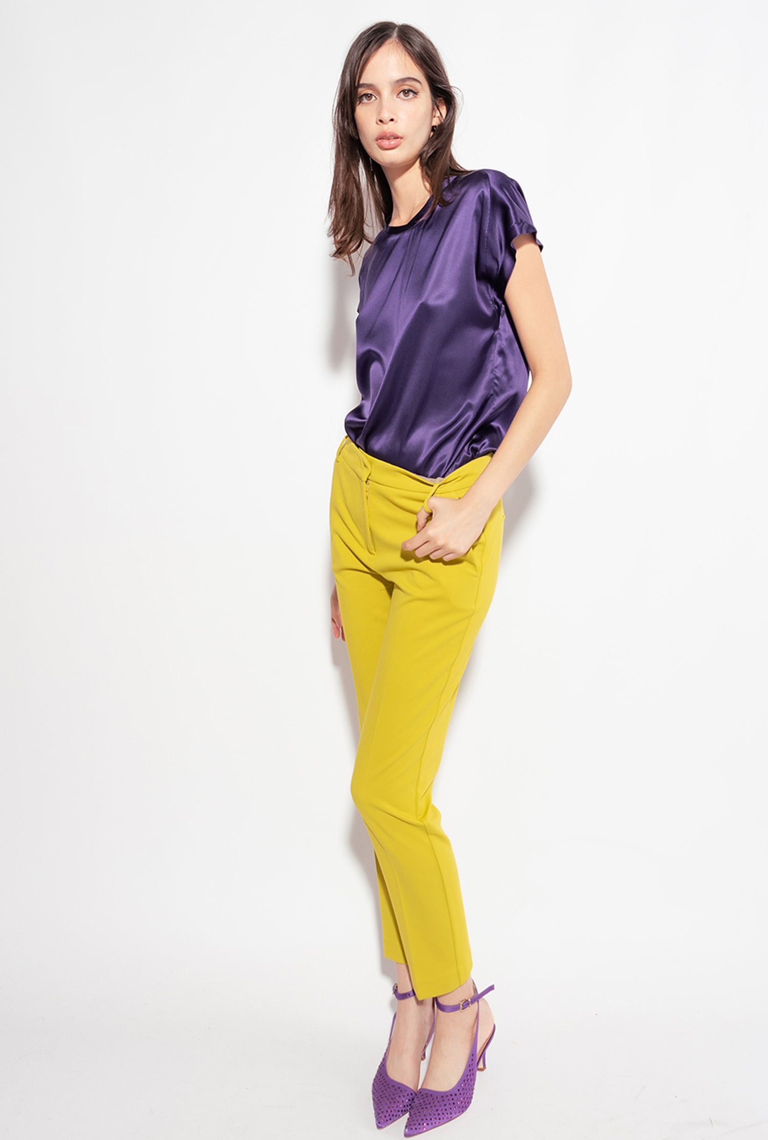 Stretch satin top