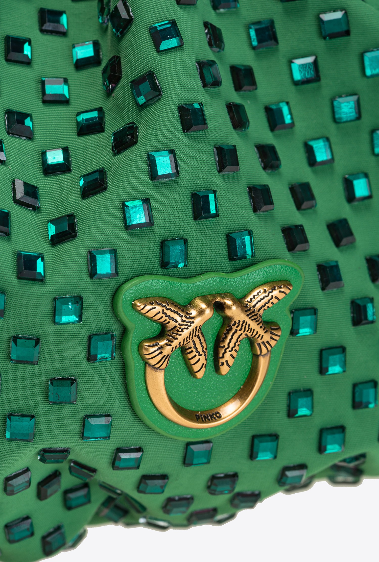 Satin mini bag with rhinestones all over