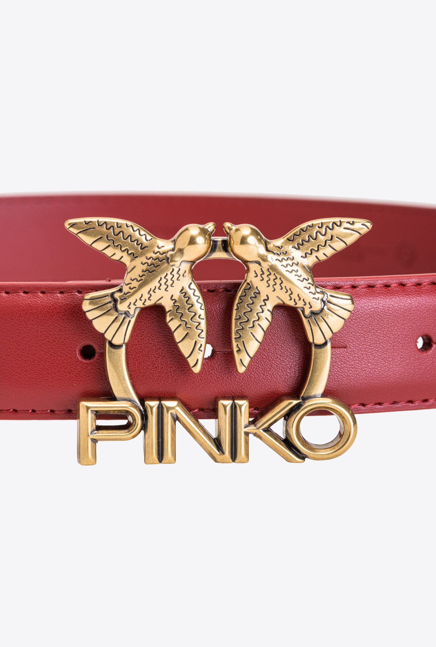 Leather belt with Love Birds logo