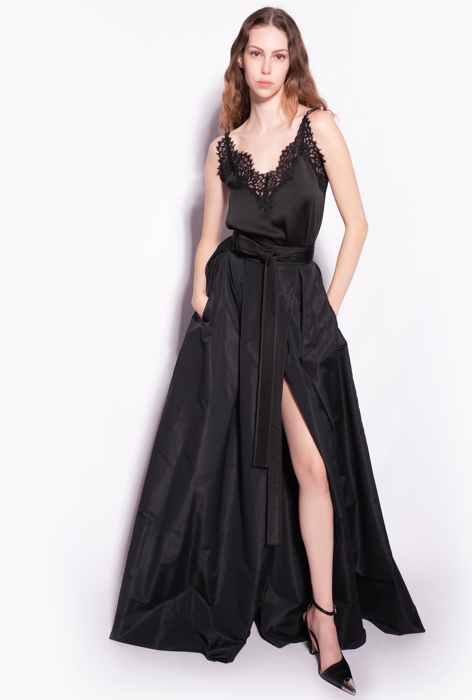 Taffeta maxi-skirt