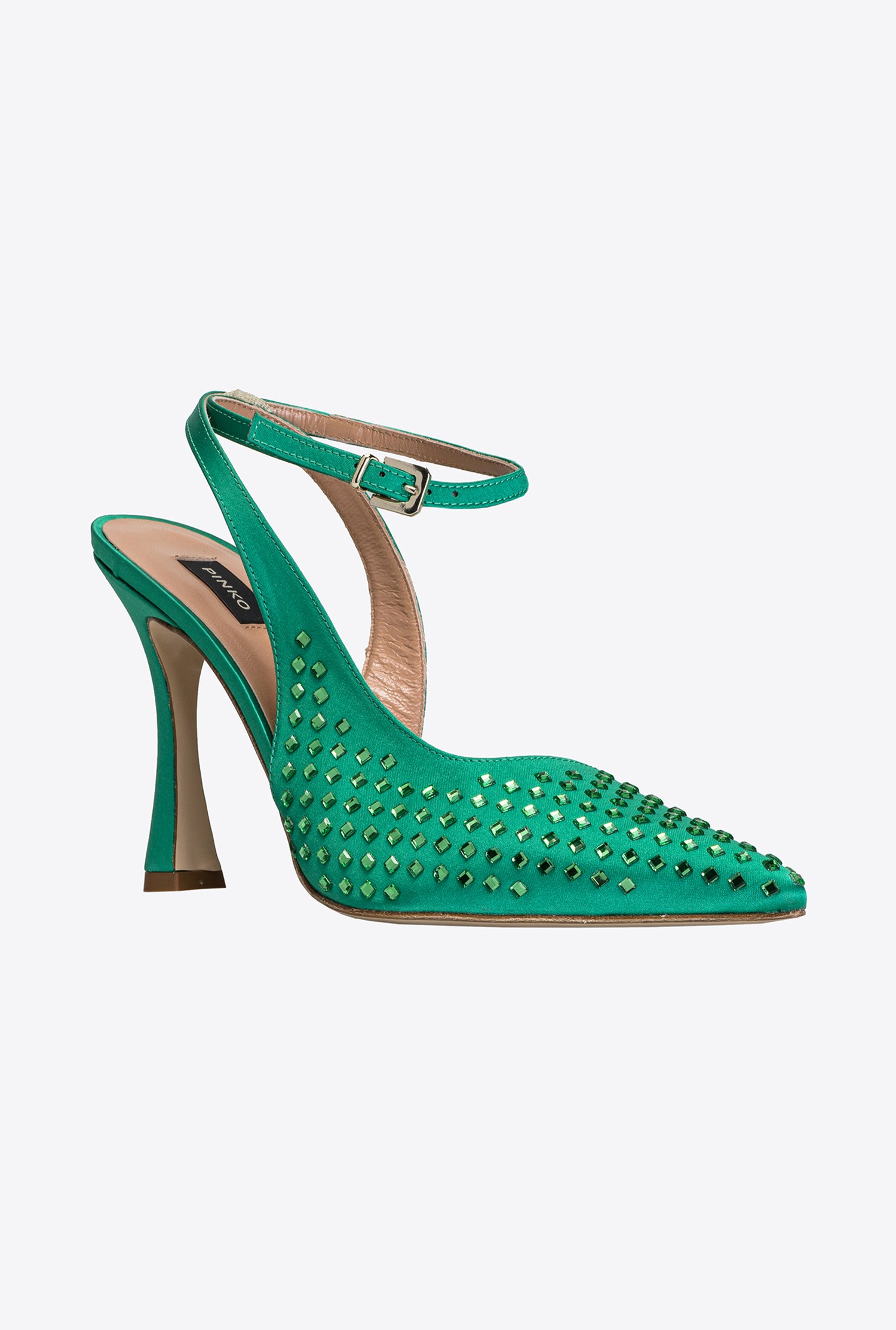 Heeled slingbacks with rhinestones