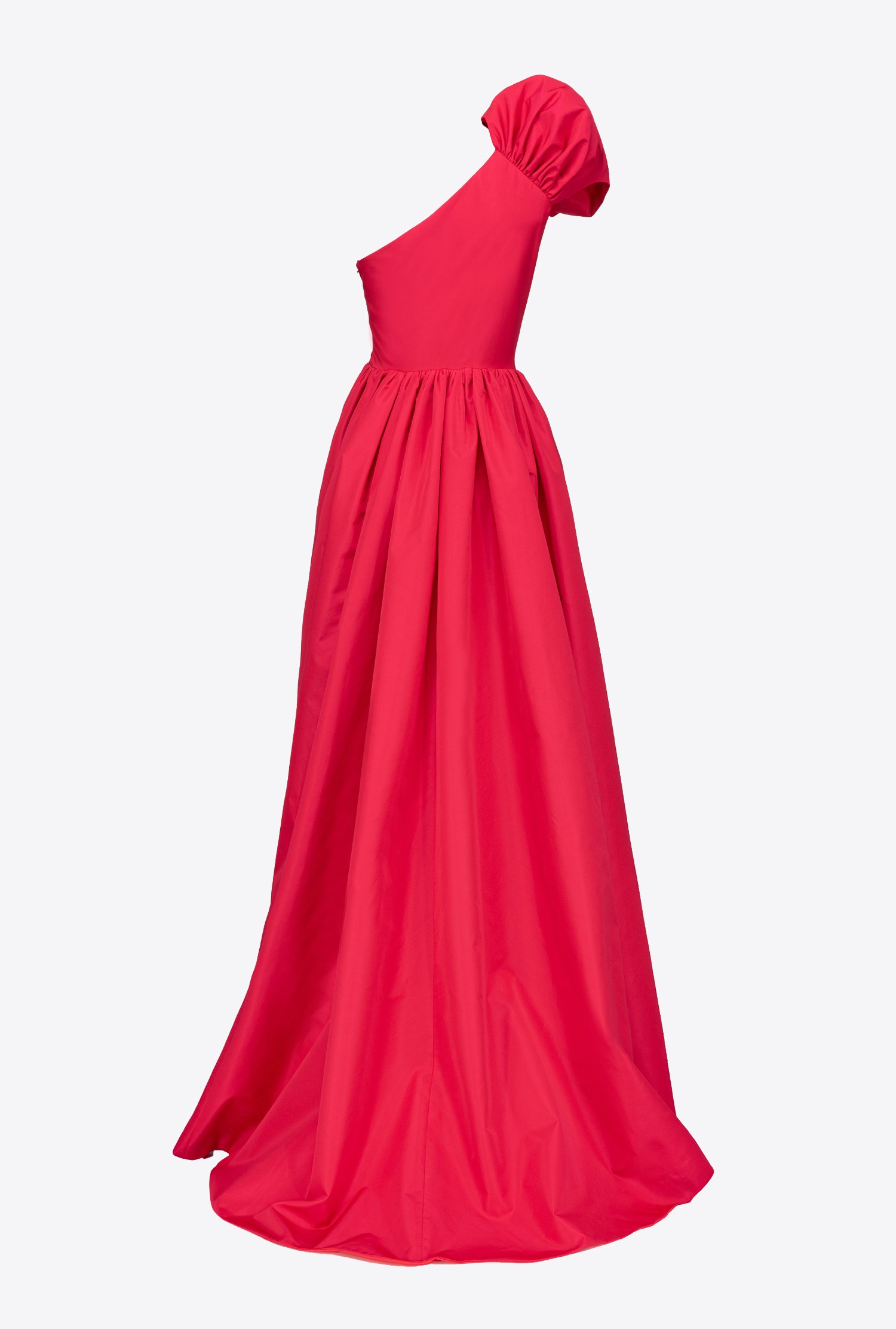 Long one-shoulder taffeta dress