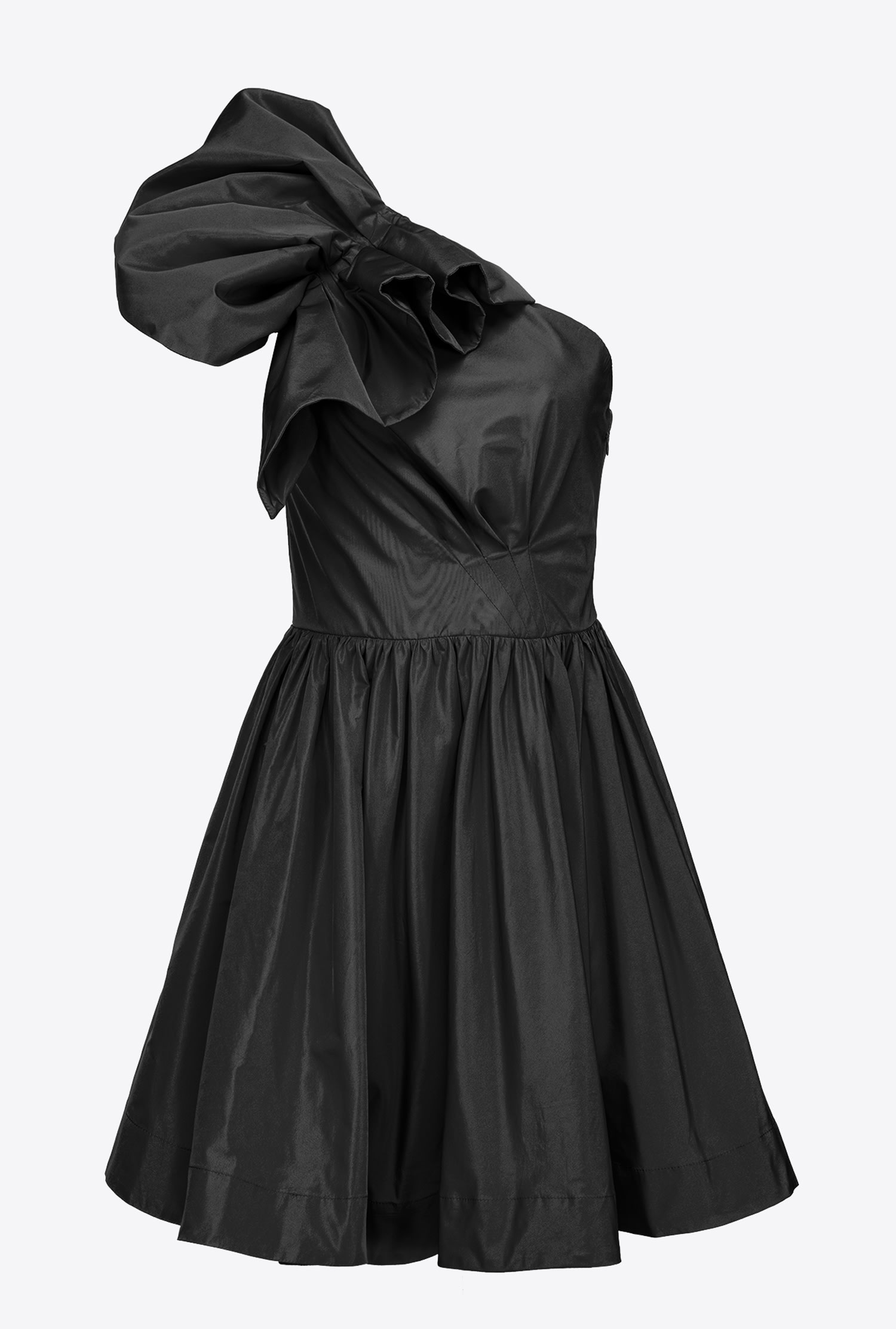 One-shoulder taffeta mini dress