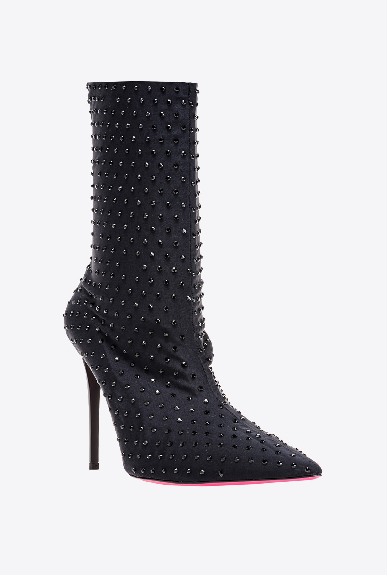 Knit ankle boots with rhinestones