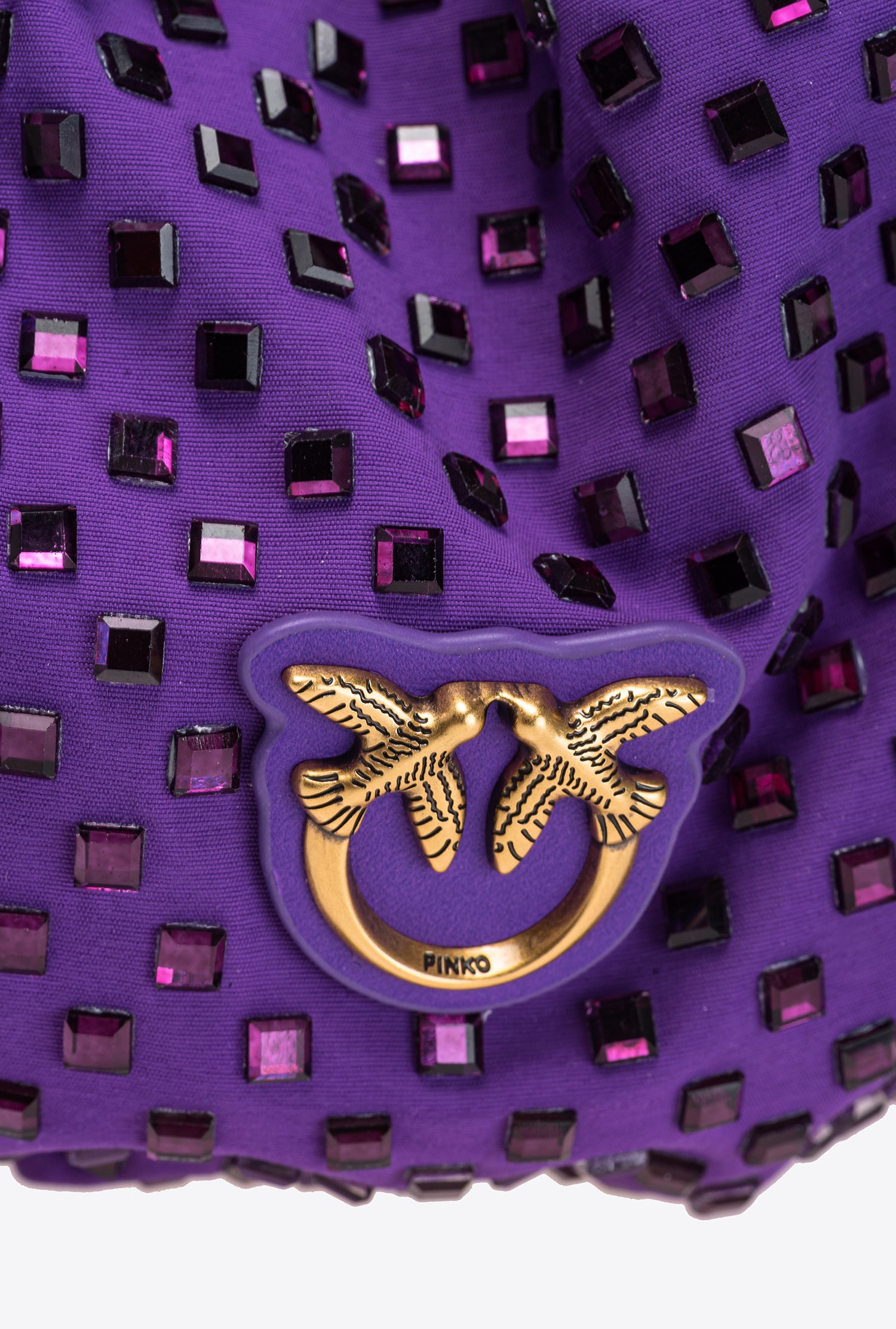 Satin mini bag with rhinestones all over