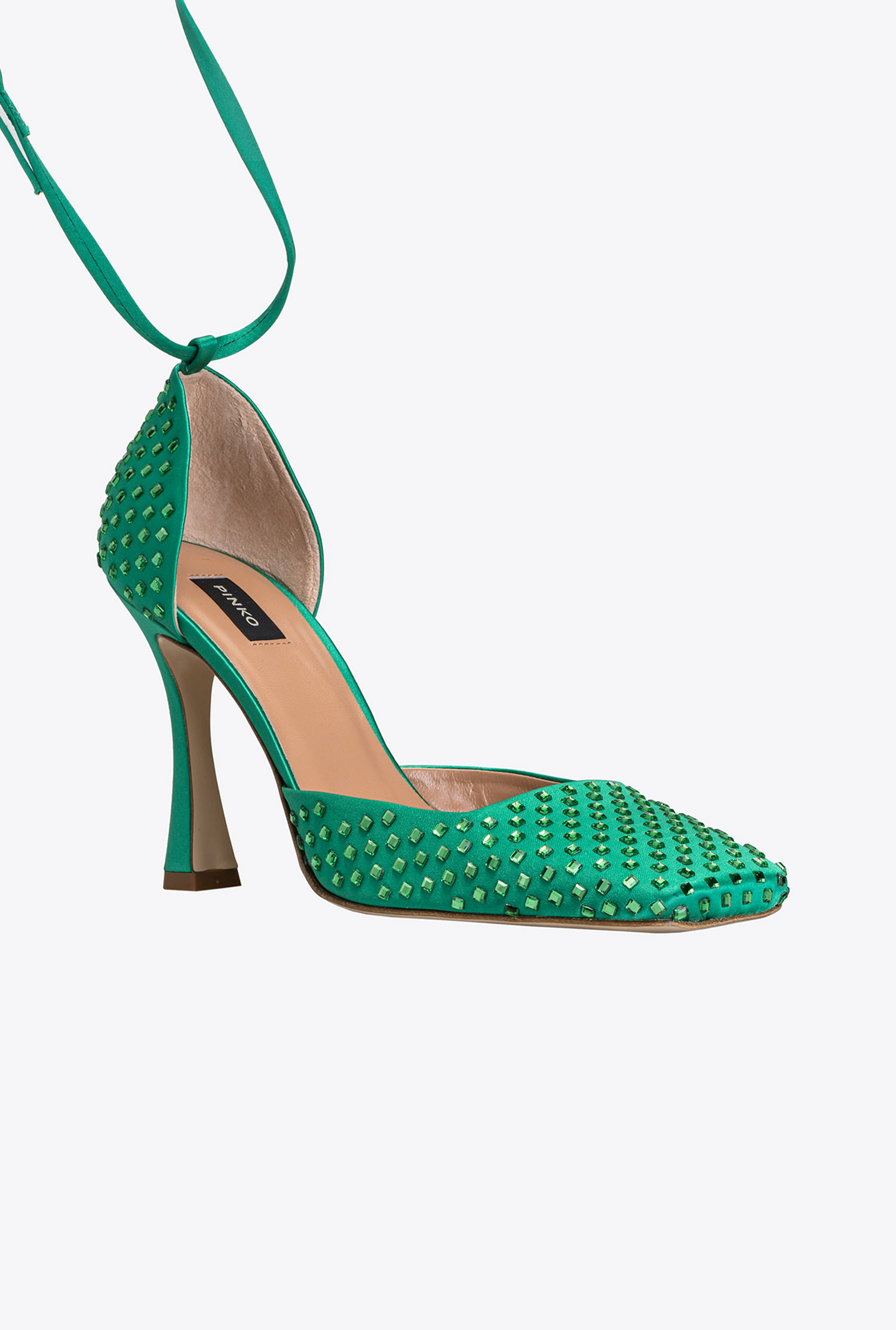 Heeled shoes with rhinestones