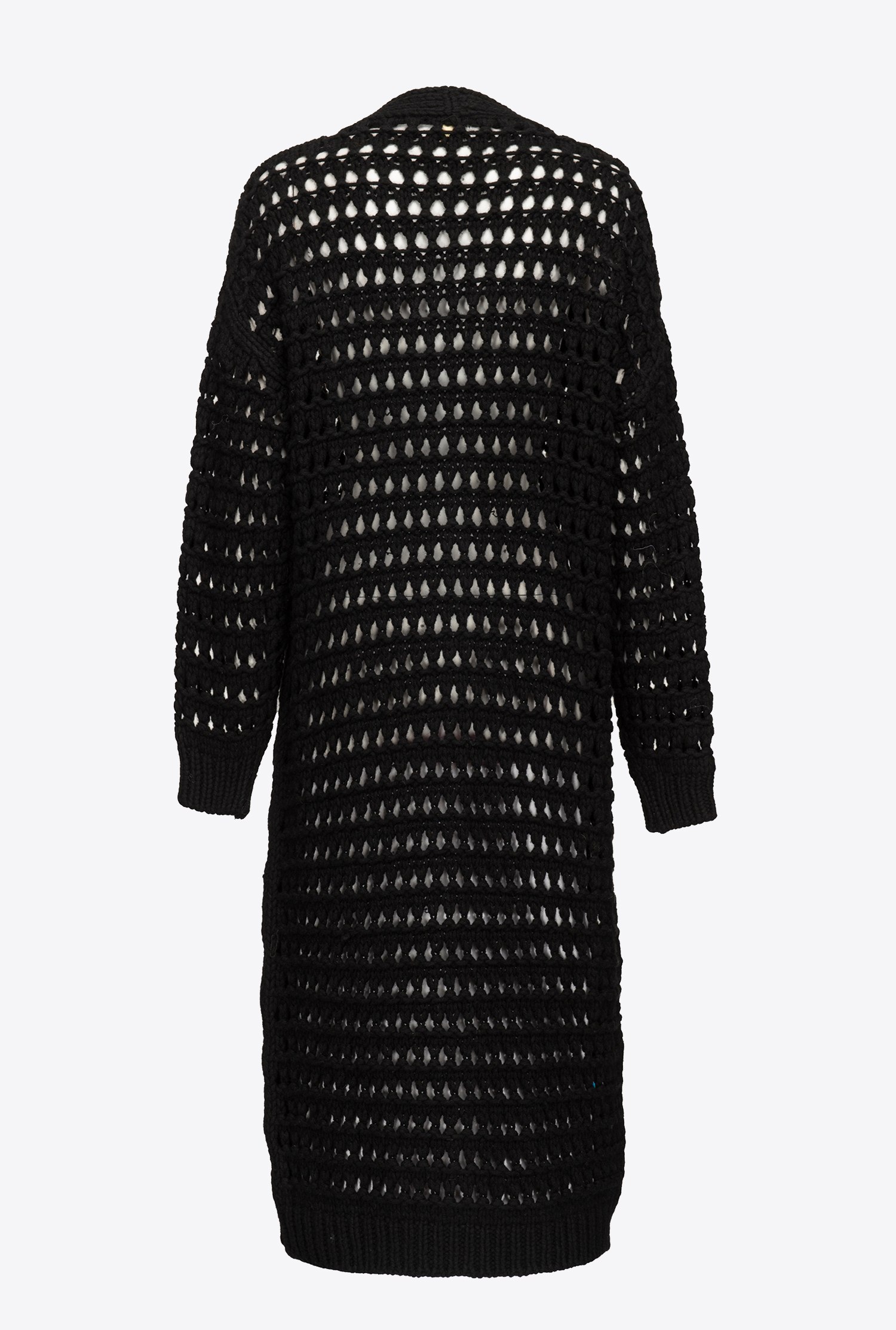 Mesh-stitched maxi cardigan