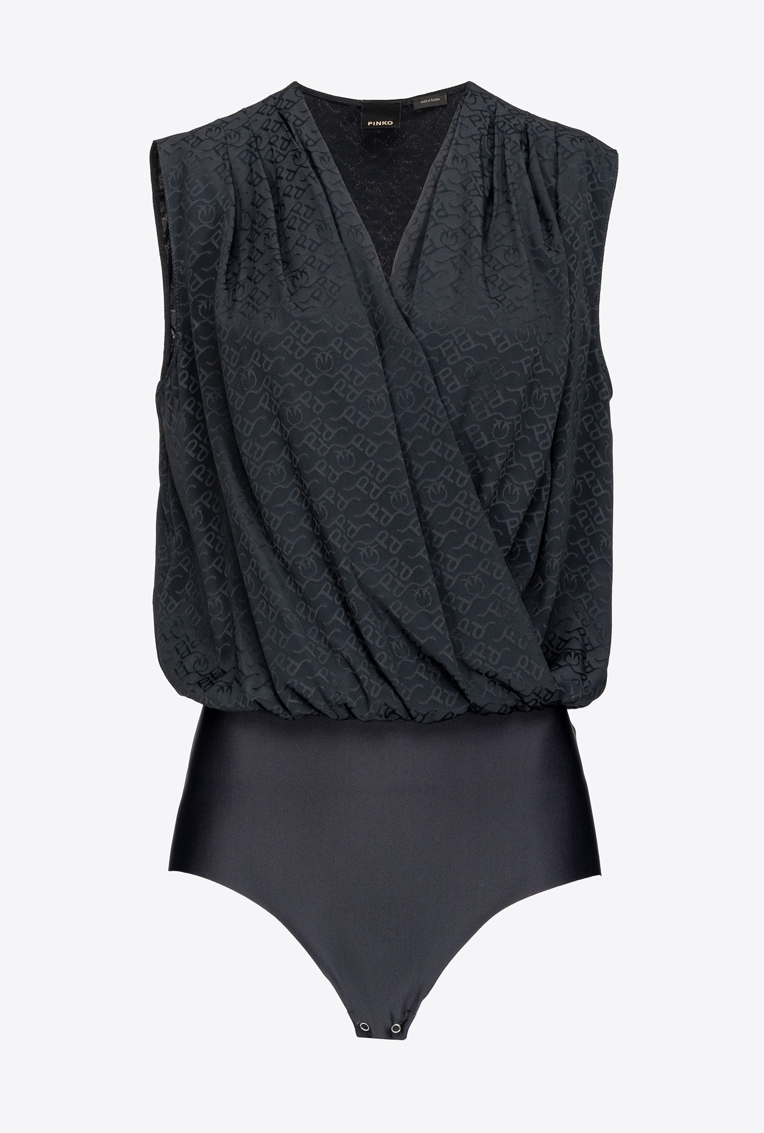 INES 12 CREPE DE CHINE BODYSUIT WITH JACQUARD LOGO