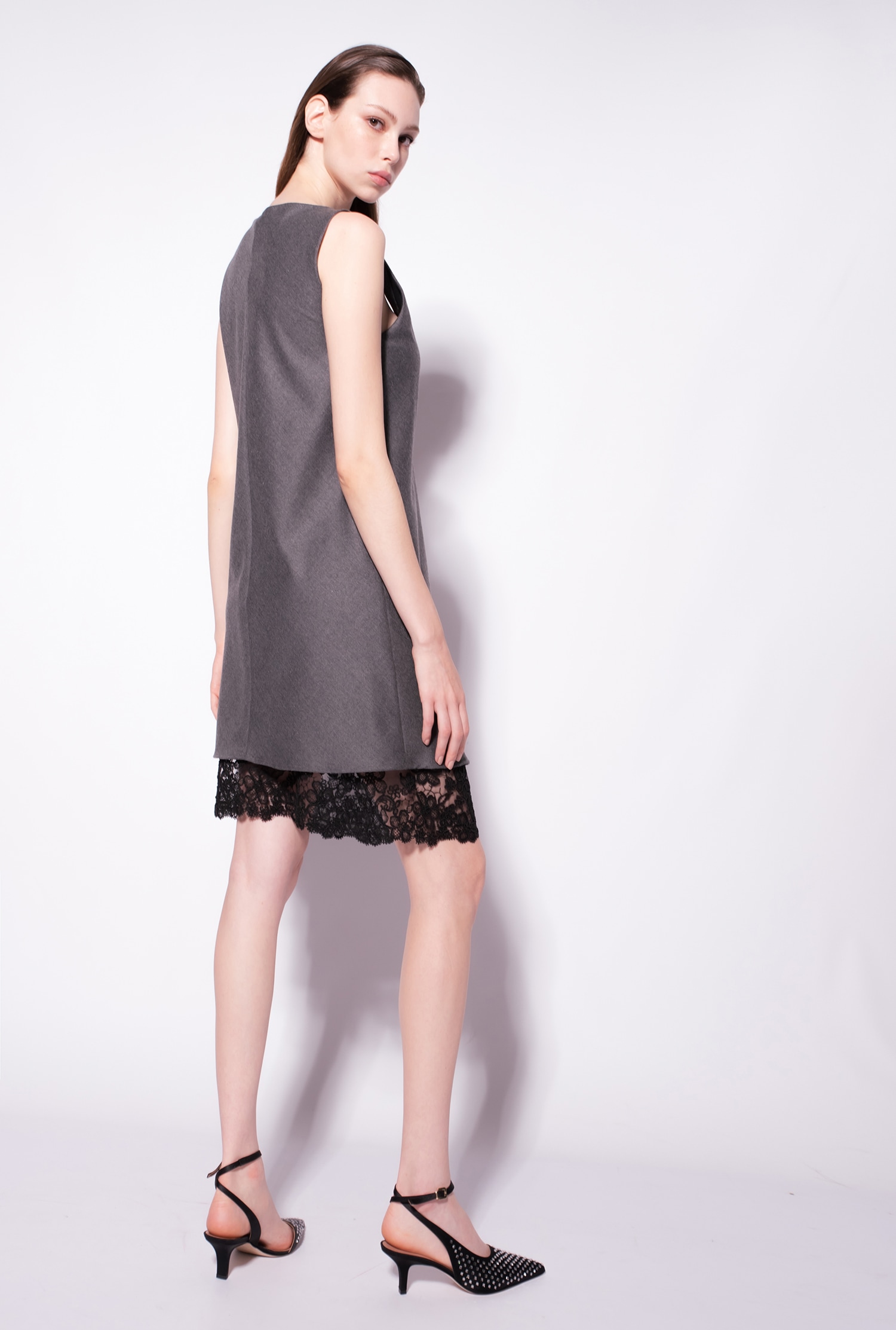 Mini flannel and lace sheath dress