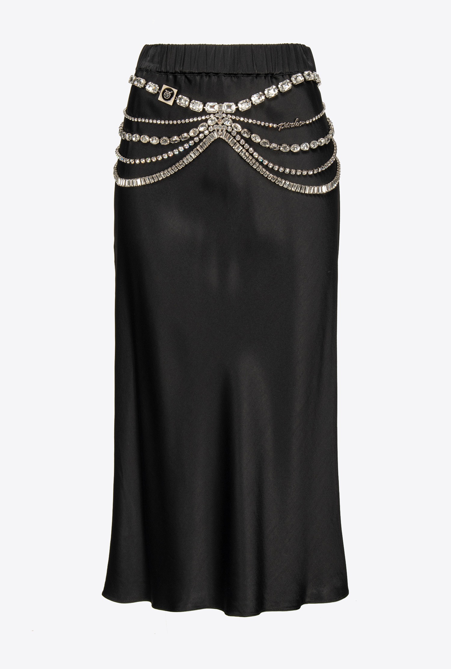 Satin skirt with jewel belt