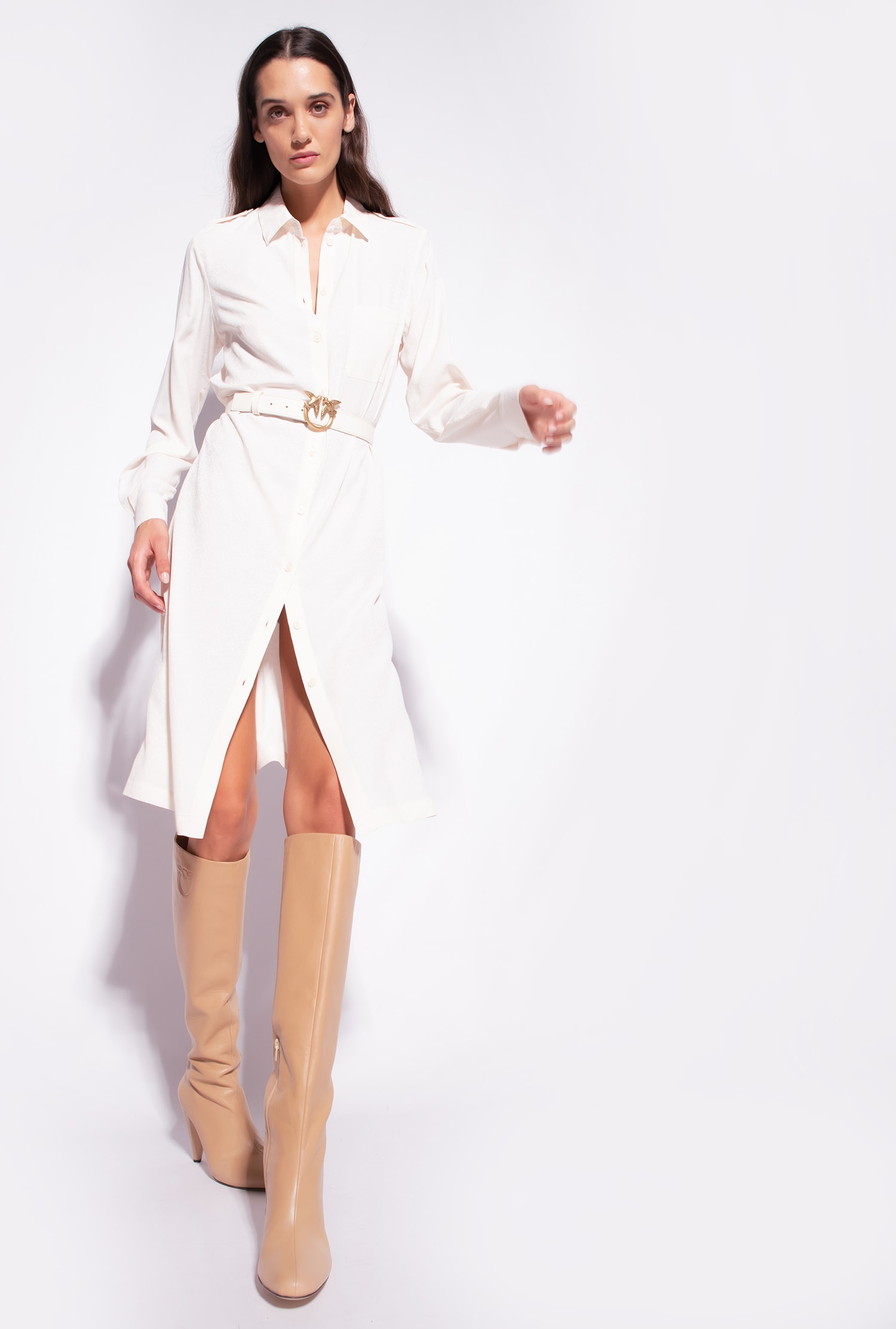 Jacquard shirt dress with logo print