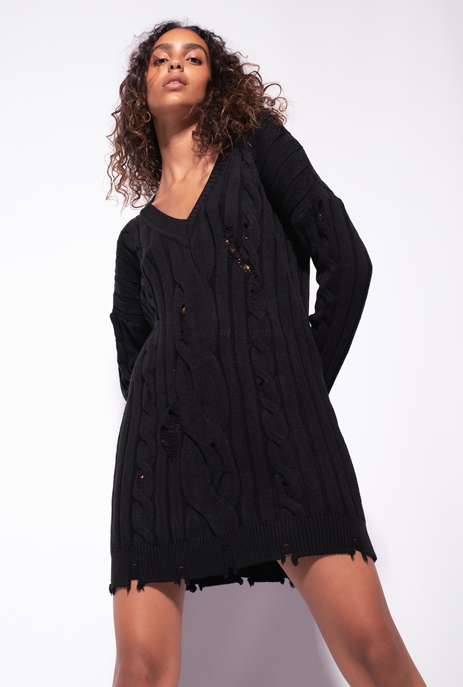 Cable-knit dress