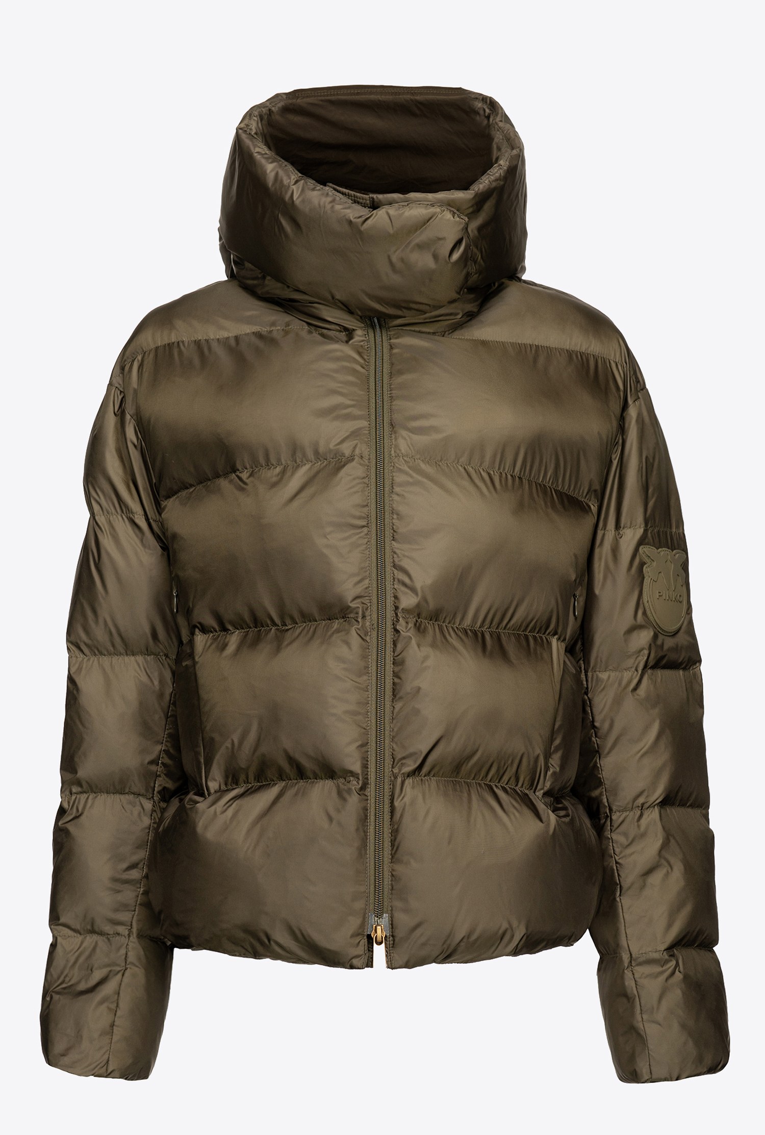Semi-glossy down jacket with hood