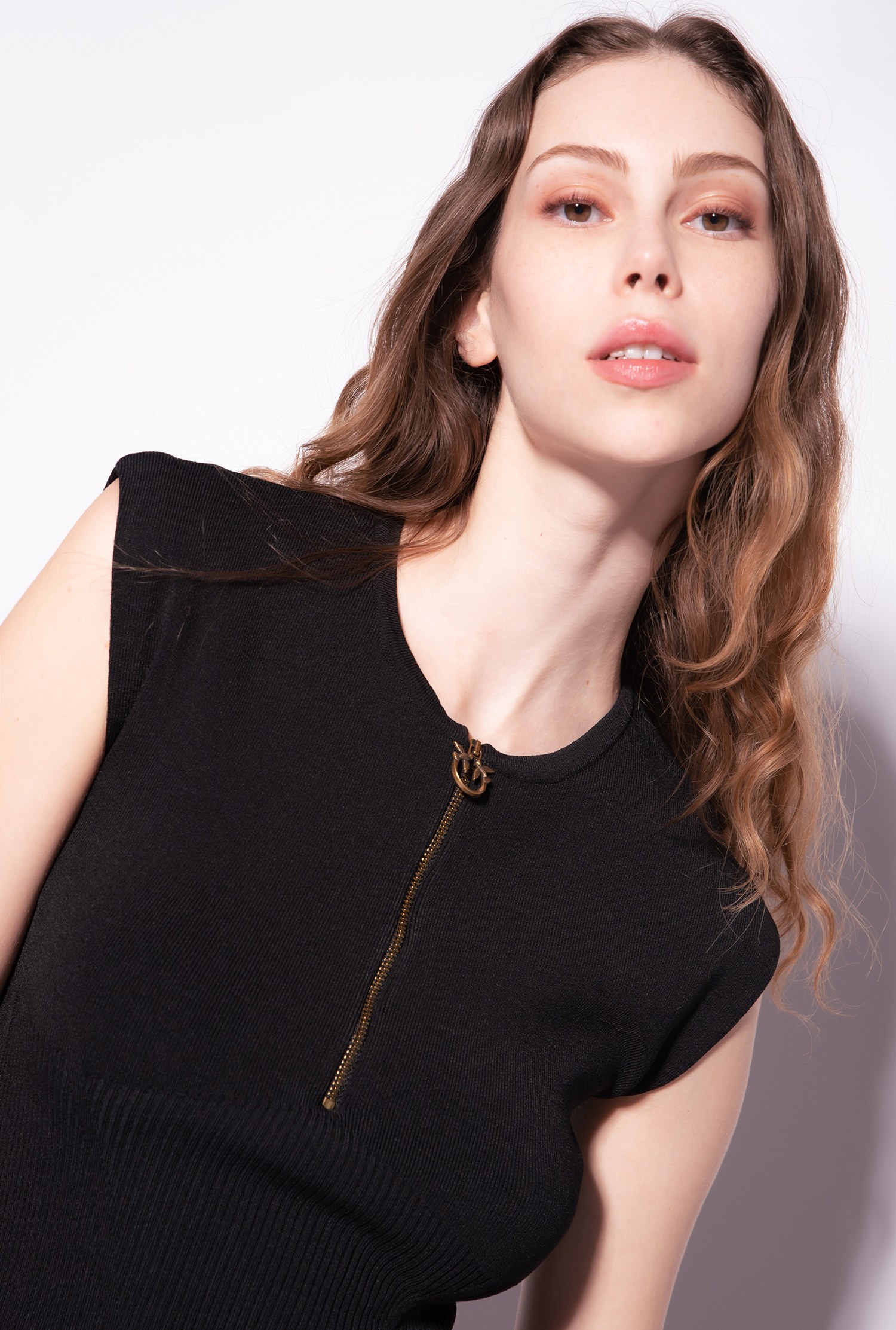 Knit mini dress with zip