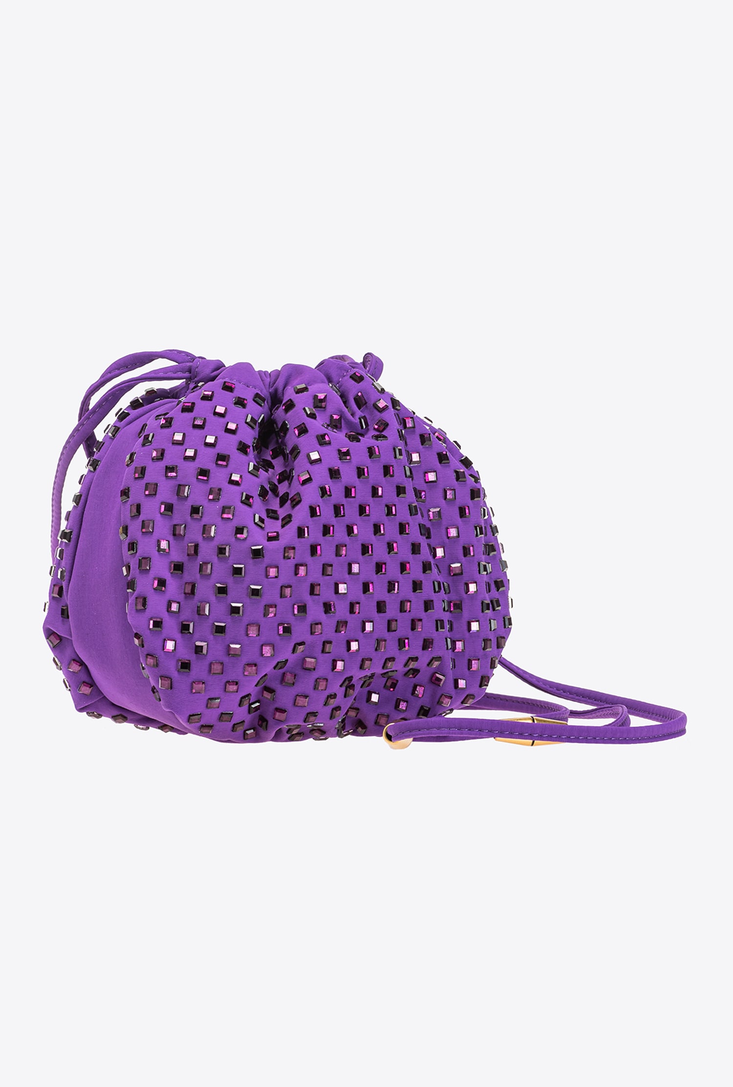 Satin mini bag with rhinestones all over