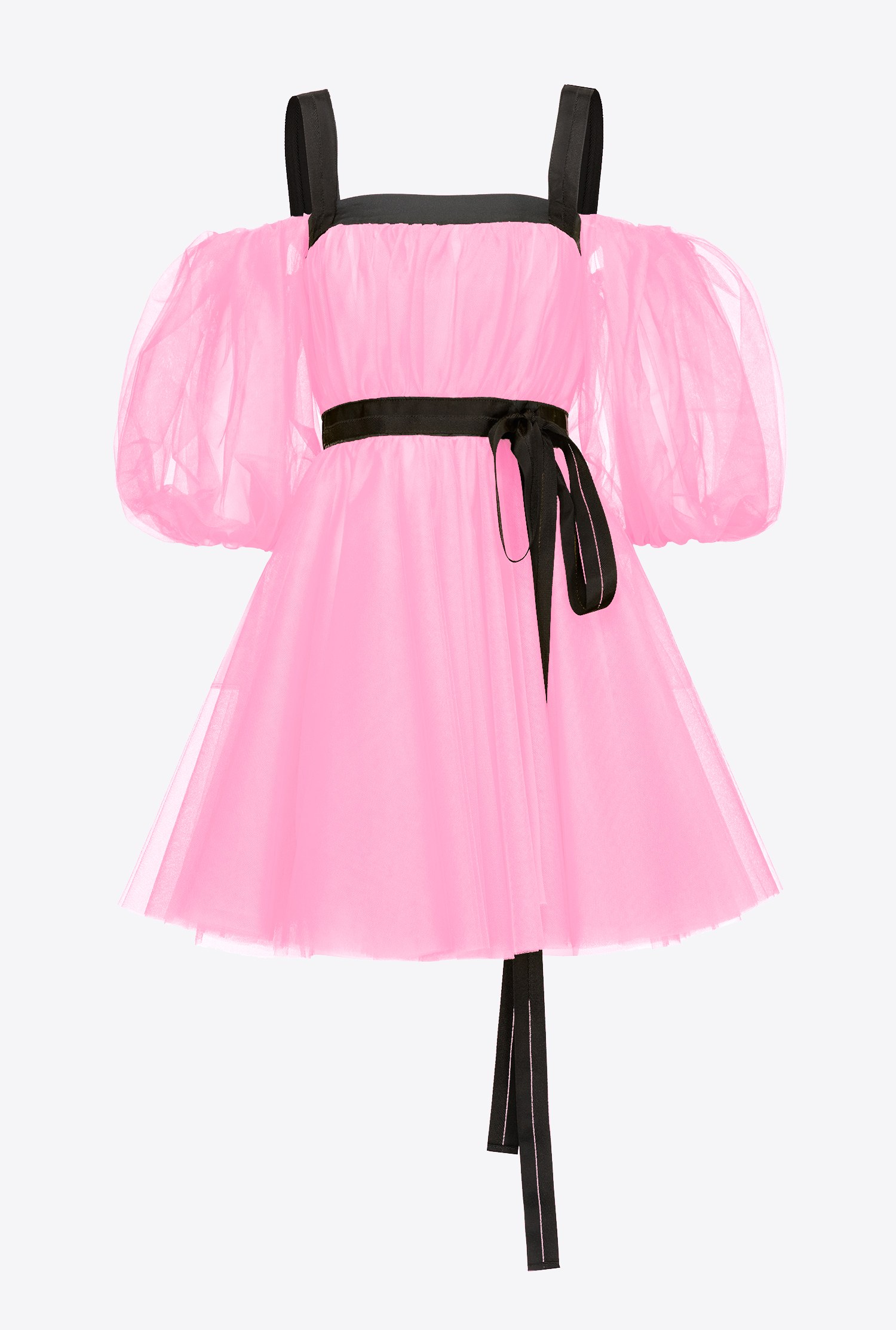 Tulle mini dress with balloon sleeves