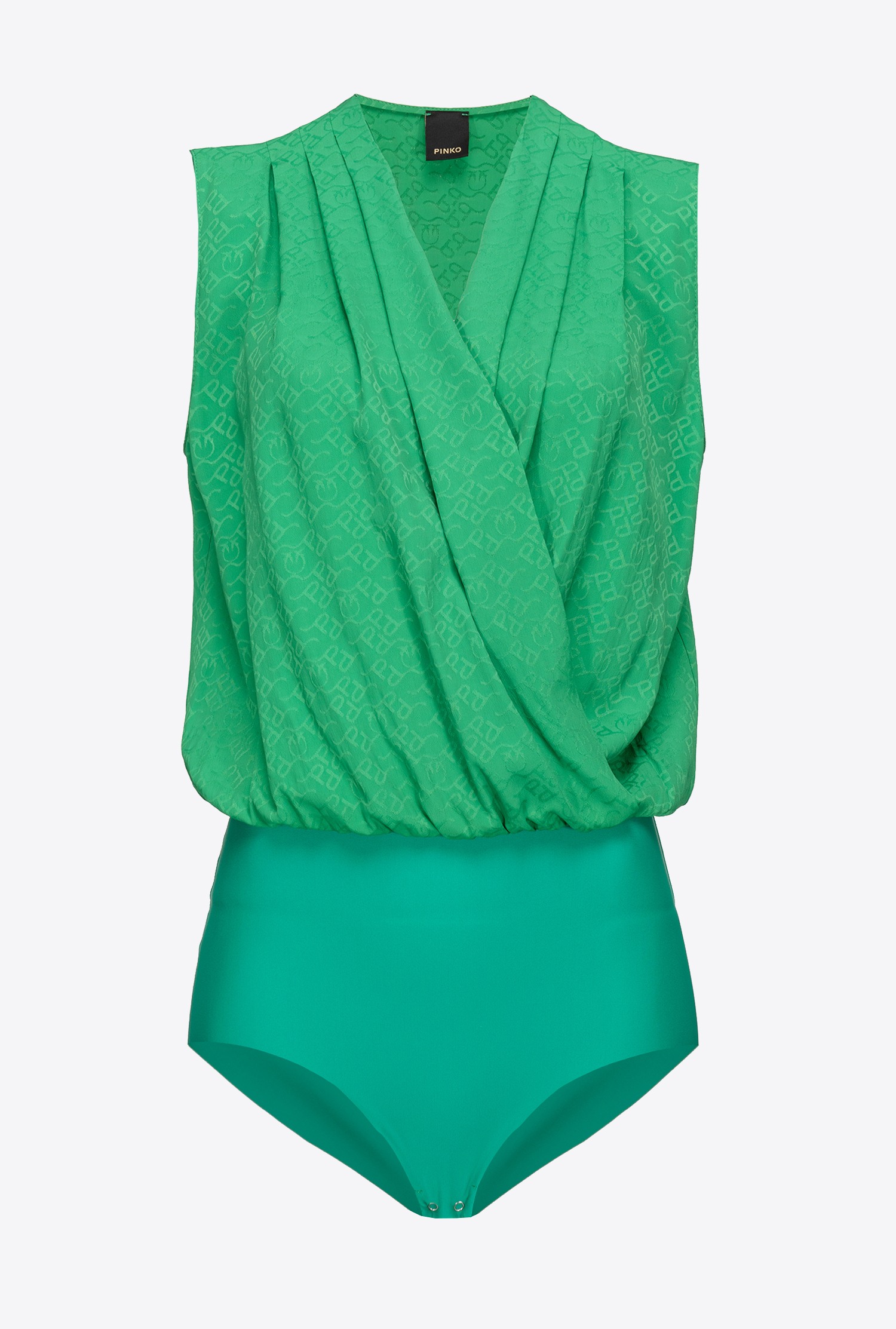 INES 12 CREPE DE CHINE BODYSUIT WITH JACQUARD LOGO