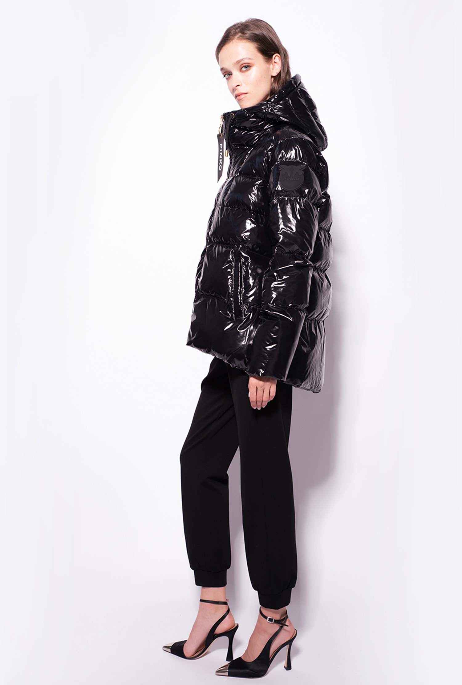 Crystal nylon pea jacket