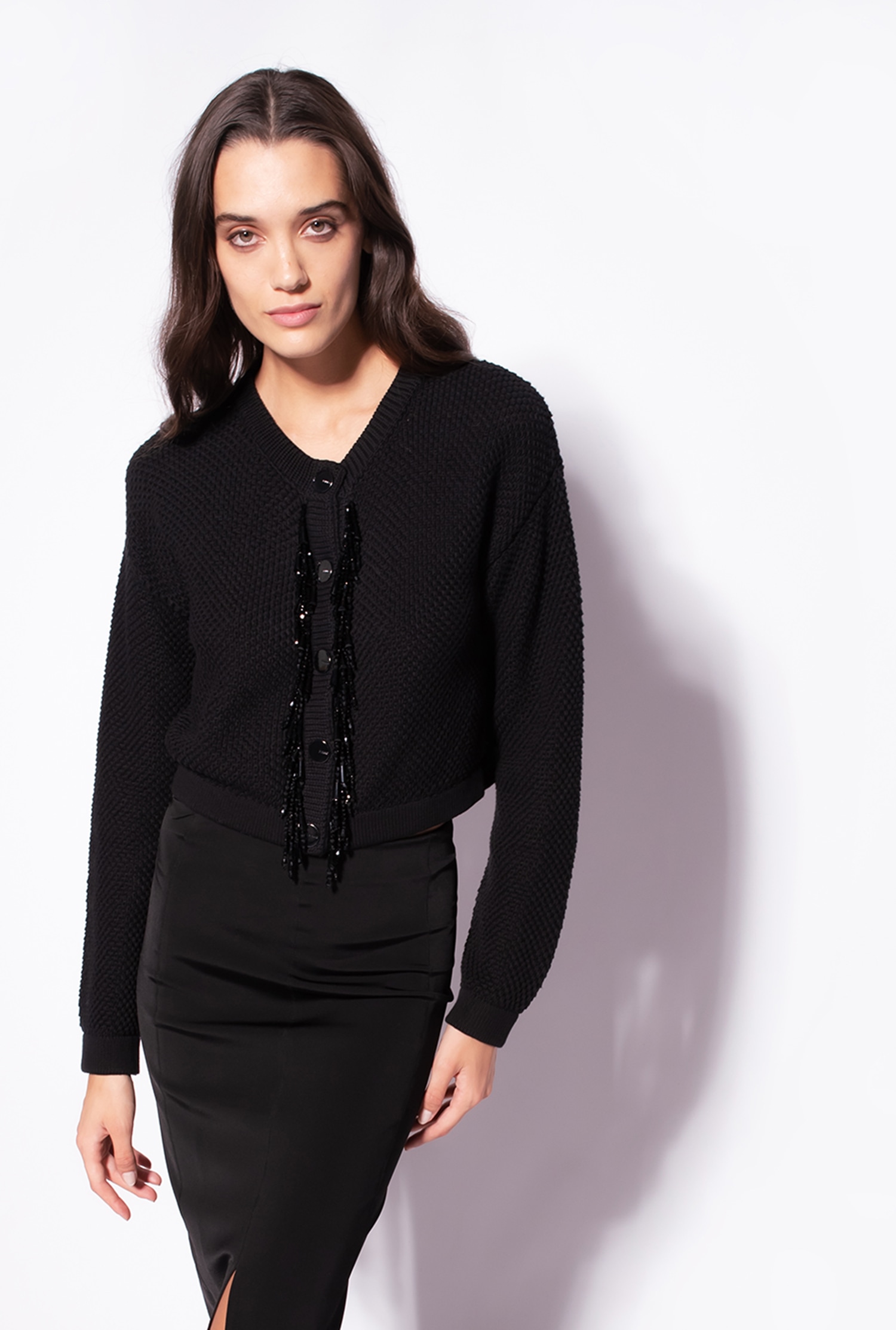 Cardigan with bead detailing