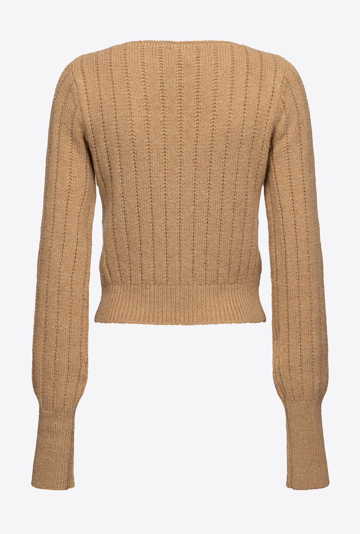 Mixed-knit pullover with cut-out detailing