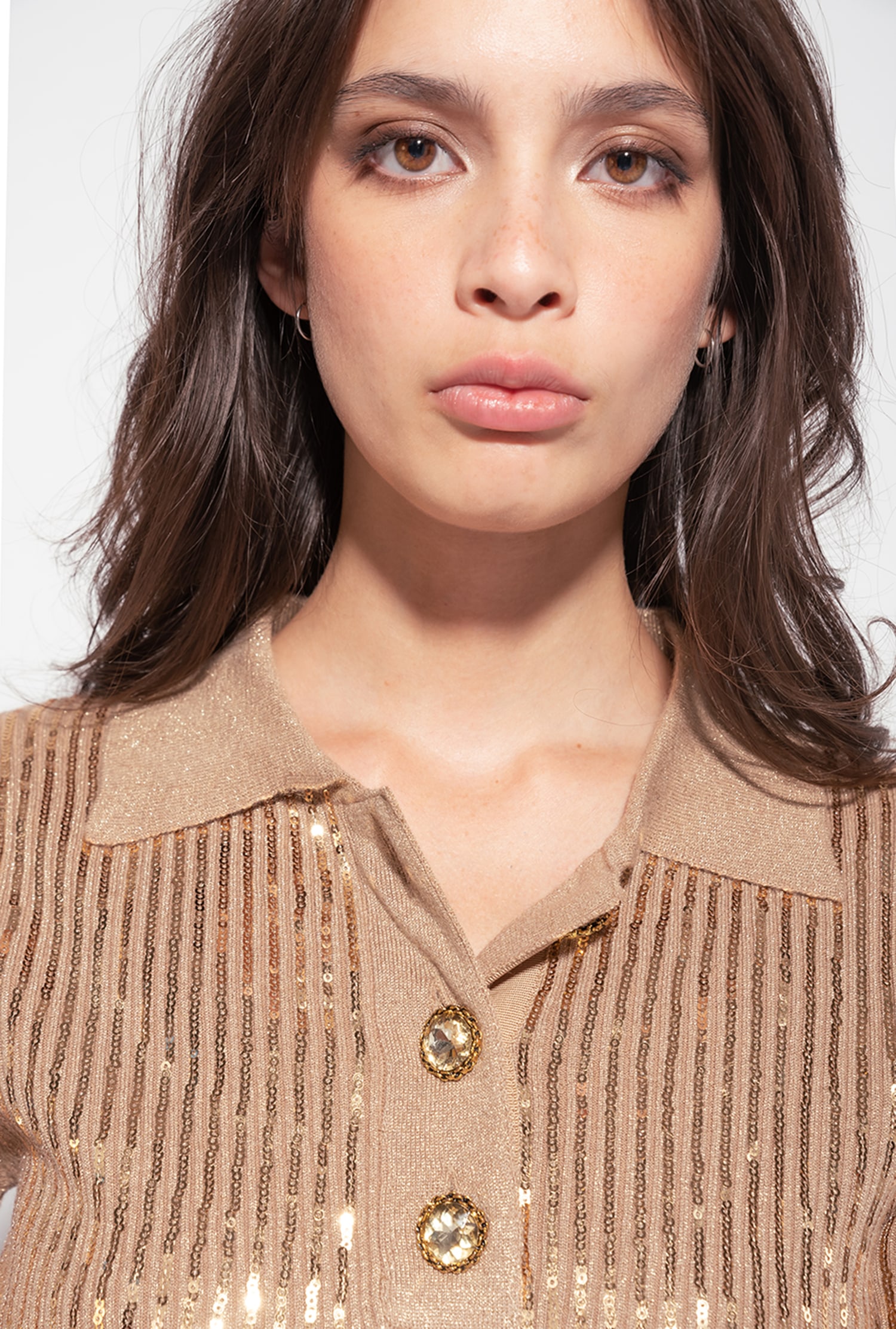 Rib-knit sweater with sequins