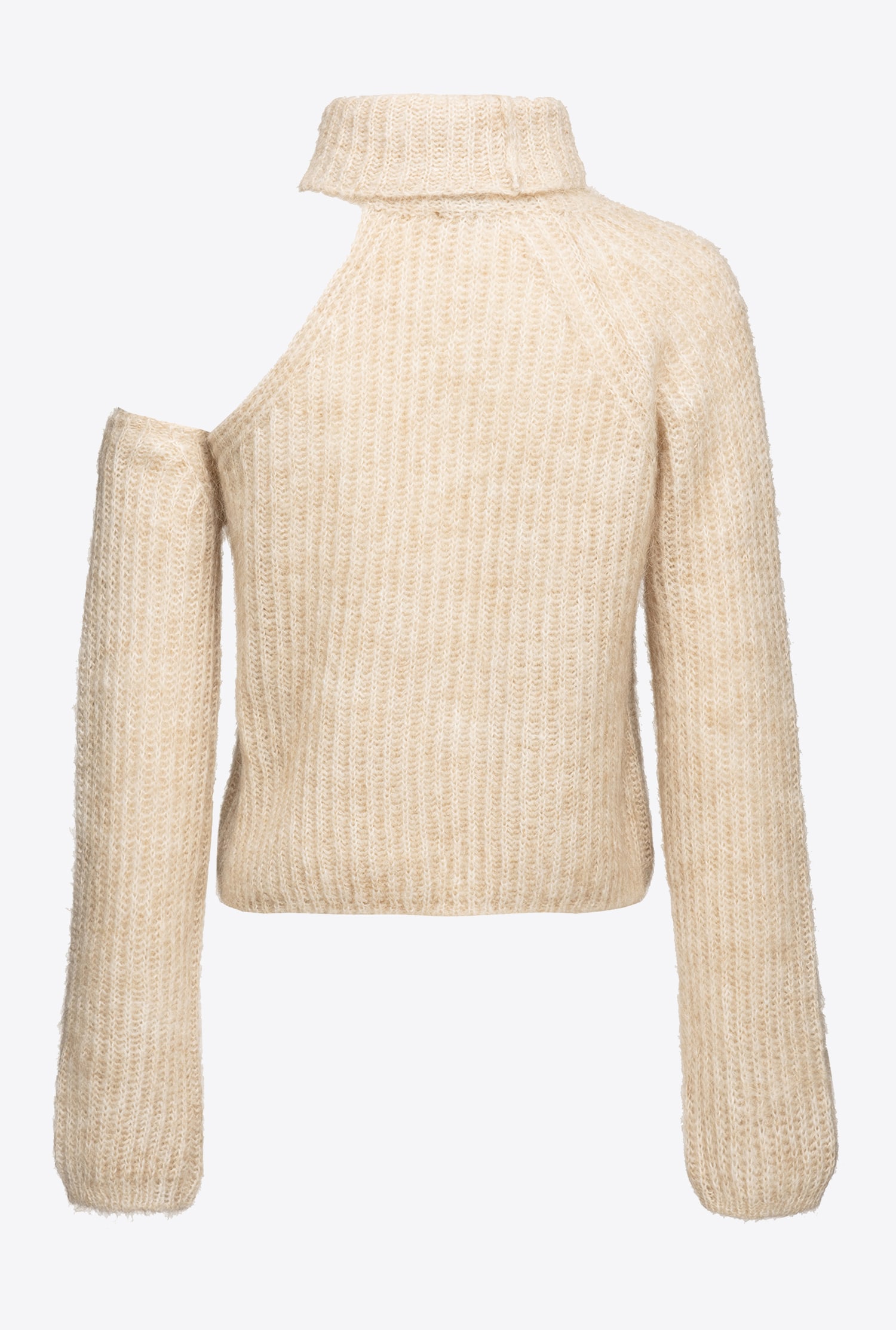 Turtleneck sweater with open shoulder