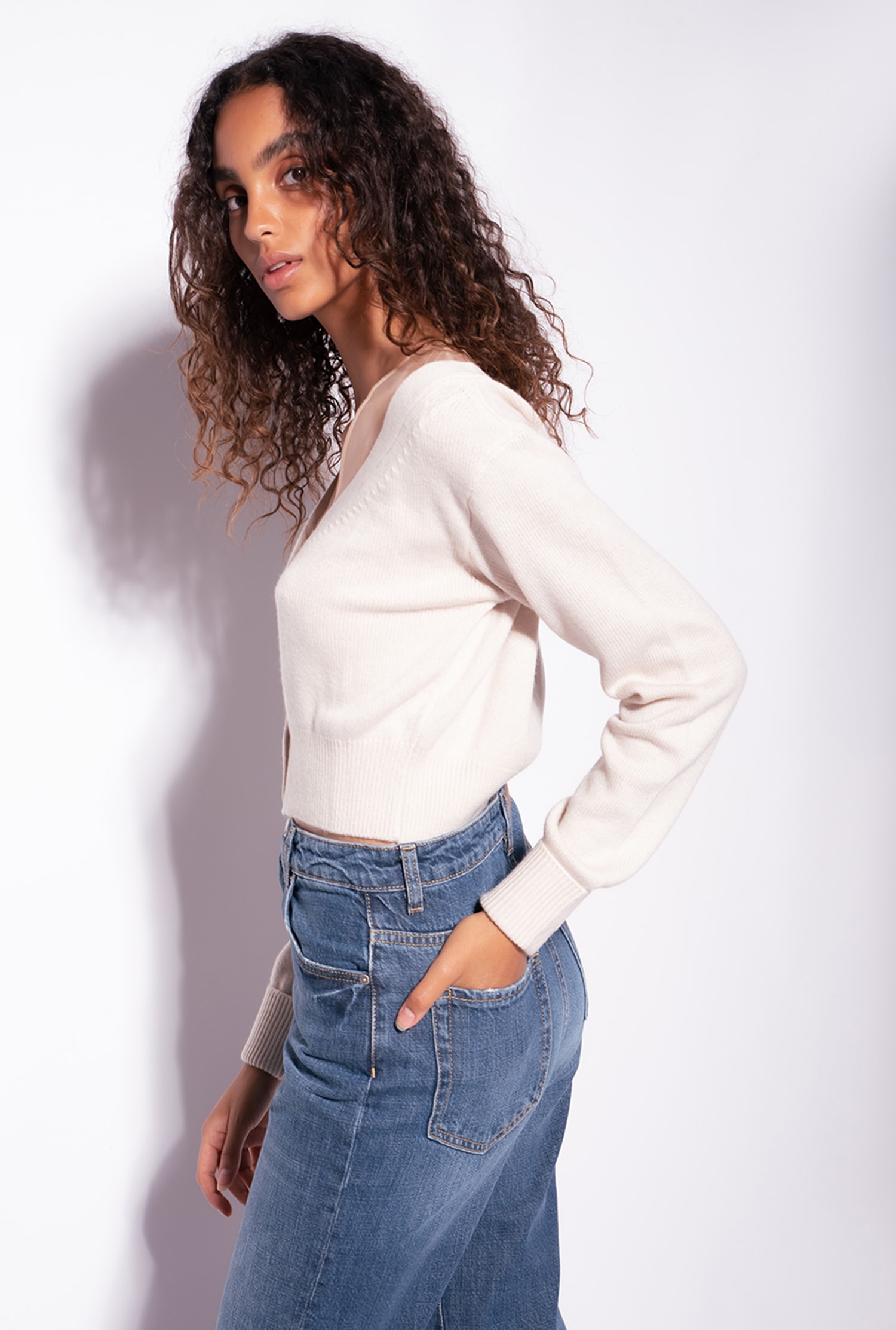 Soft wool and tulle cardigan