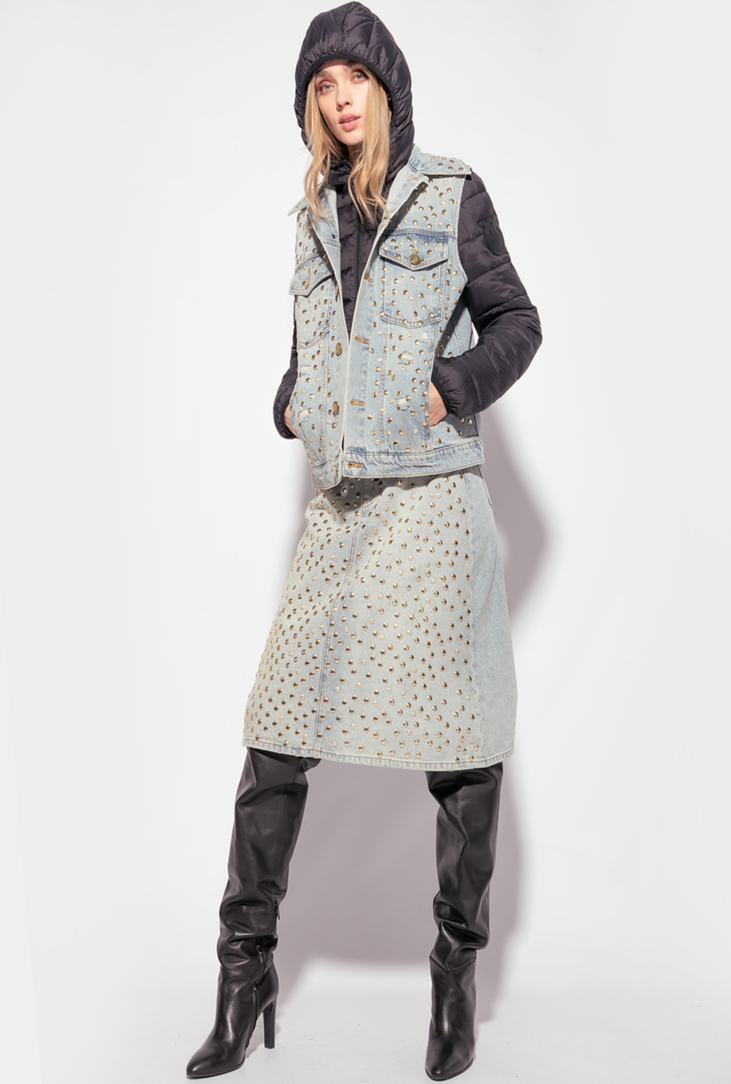 Denim vest with studs