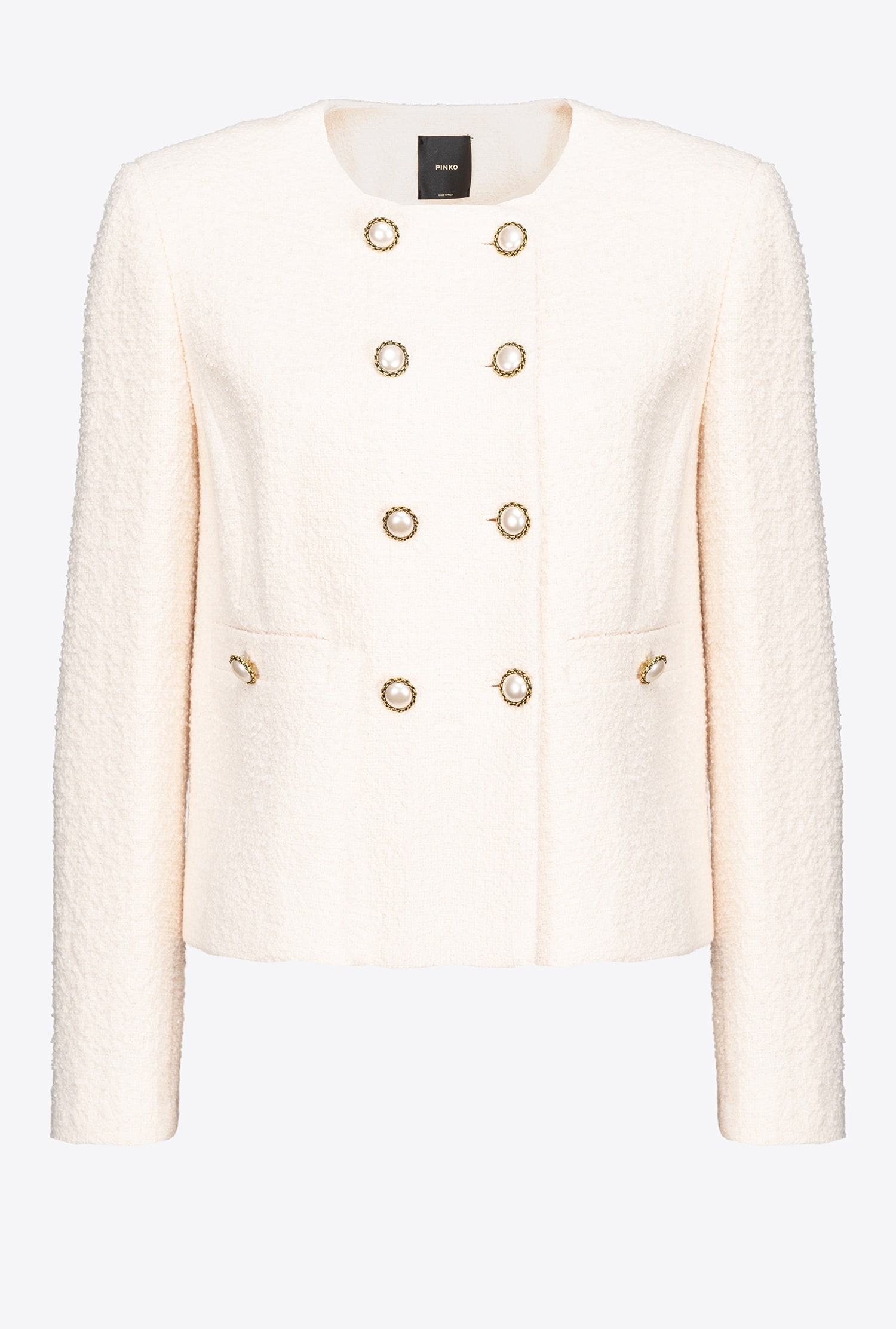 Short basketweave bouclé jacket