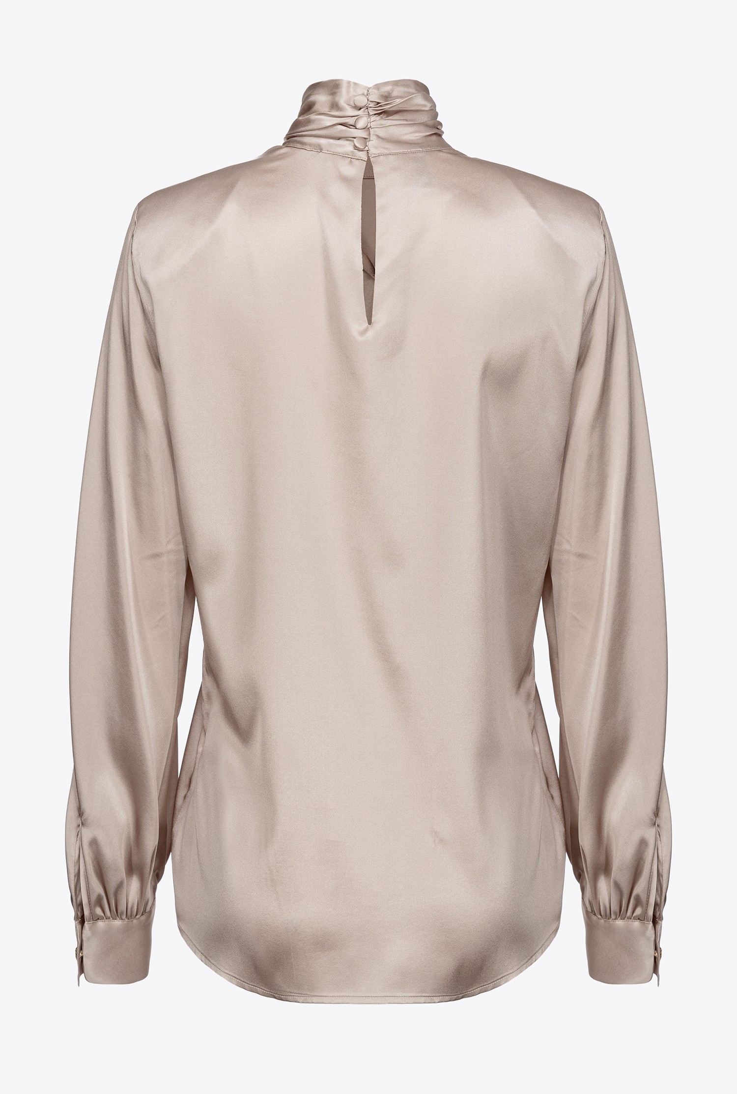 Stretch satin turtleneck blouse